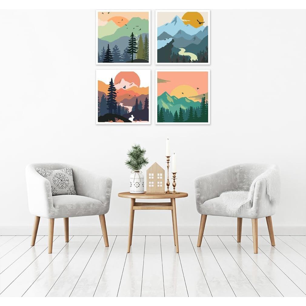 Kit de Pintura por Números Eniref 4 Piezas Naturaleza 20x20 cm