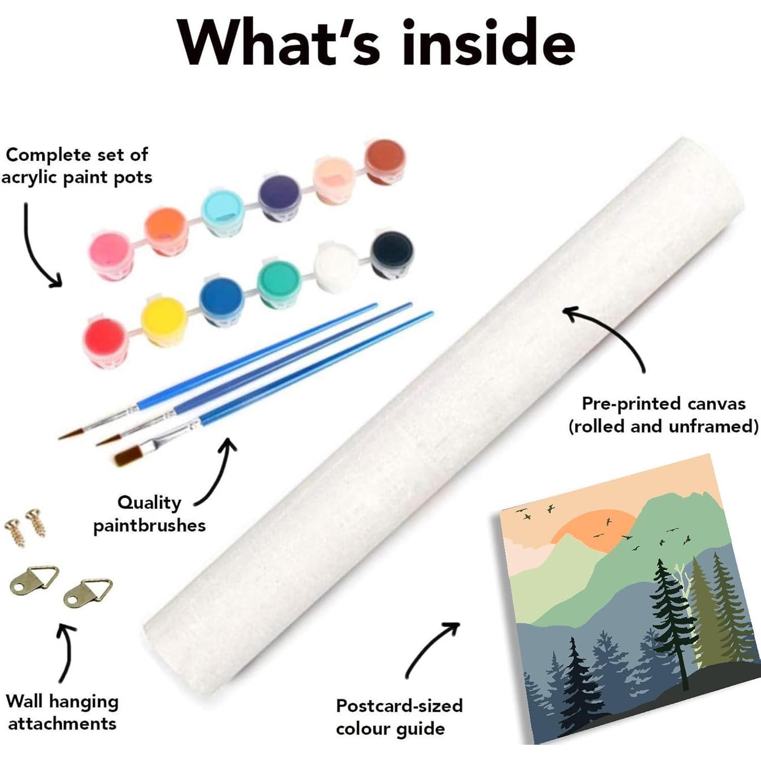 Kit de Pintura por Números Eniref 4 Piezas Naturaleza 20x20 cm