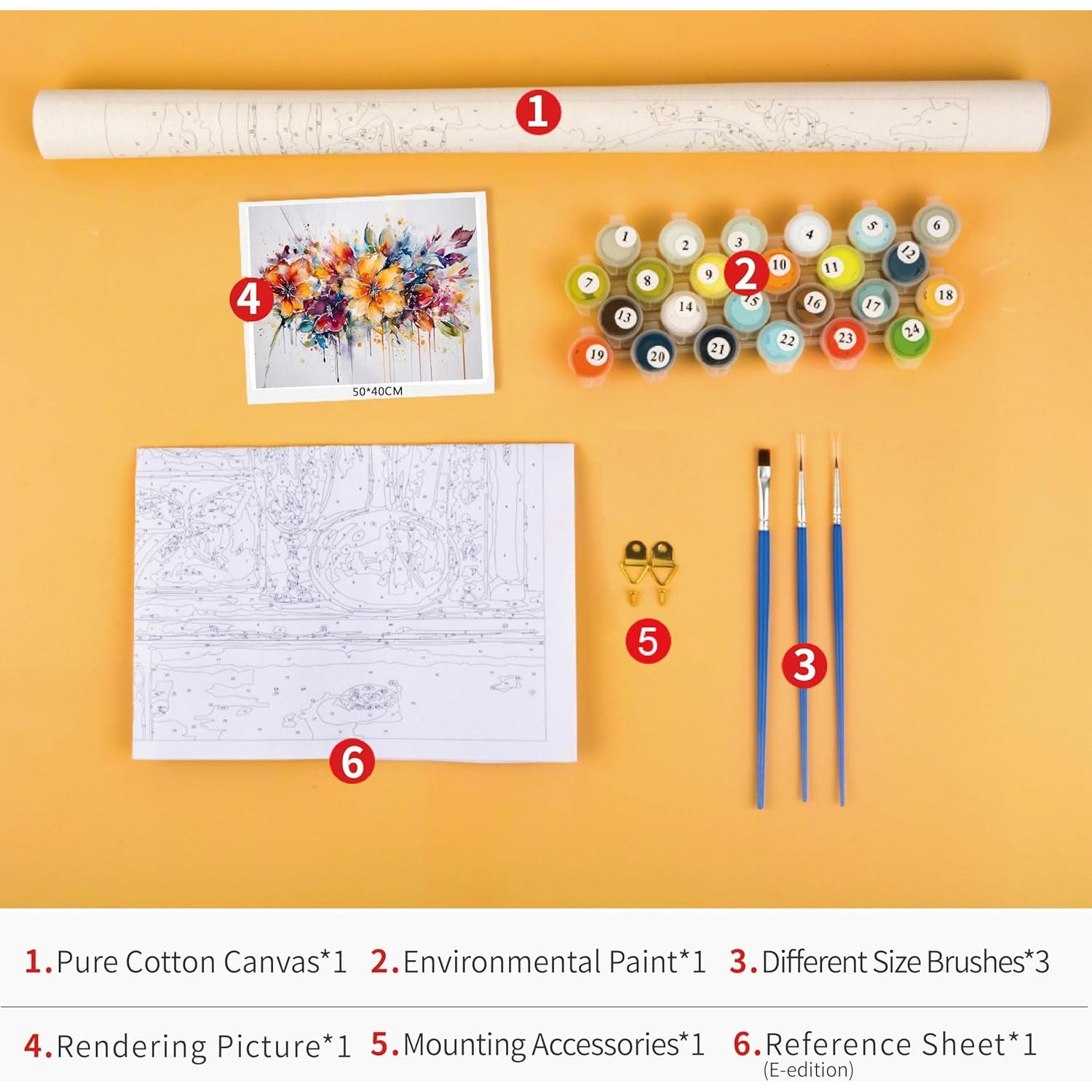 Kit de Pintar por Números TUMOVO 40.64x50.8 cm Floral