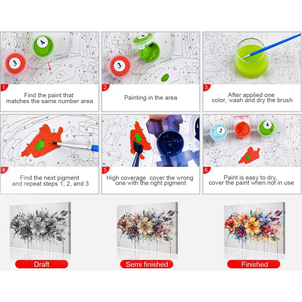 Kit de Pintar por Números TUMOVO 40.64x50.8 cm Floral