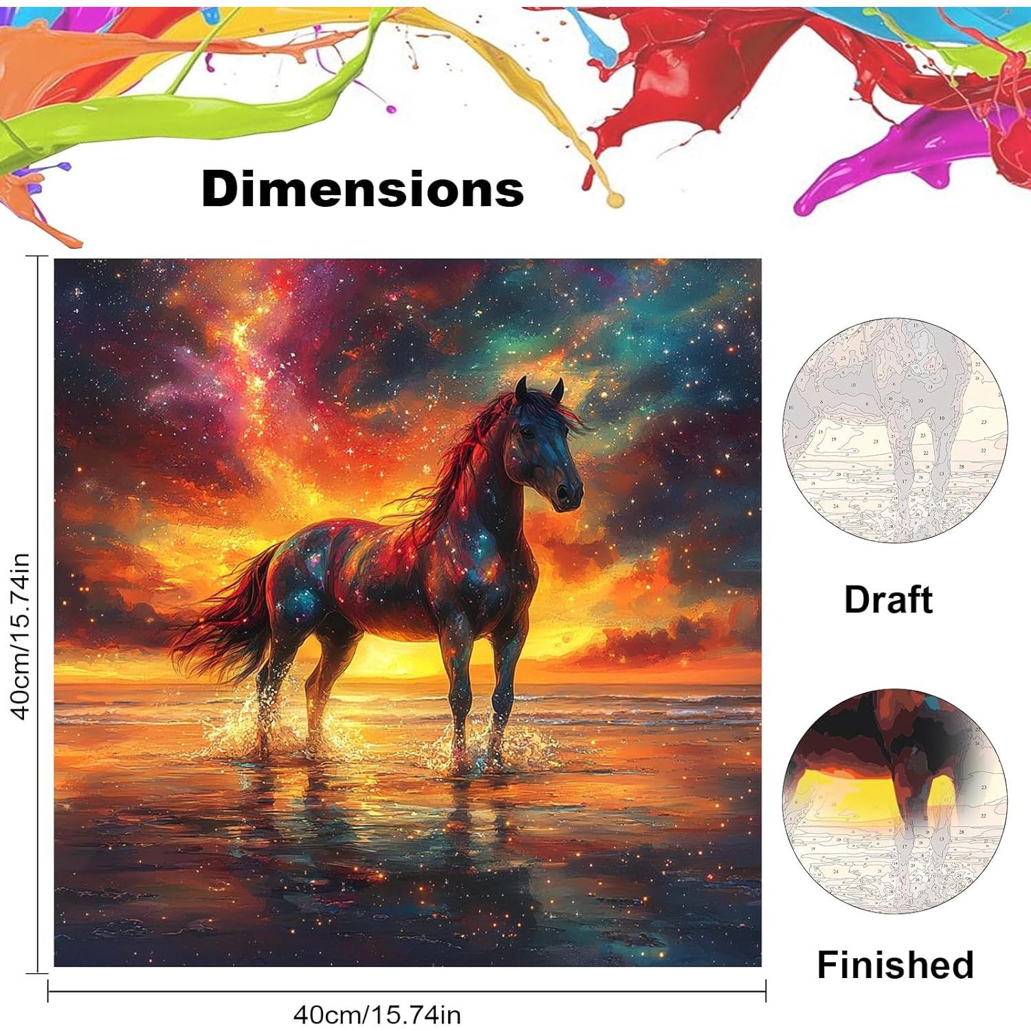 Kit de Pintura por Números NEWENMO Caballo 40x40 cm para Adultos