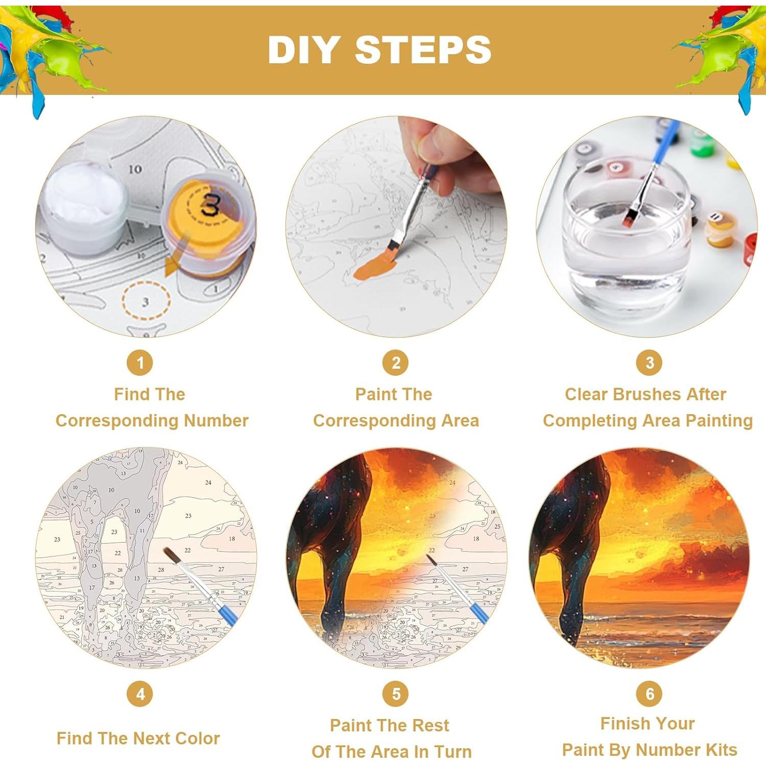 Kit de Pintura por Números NEWENMO Caballo 40x40 cm para Adultos