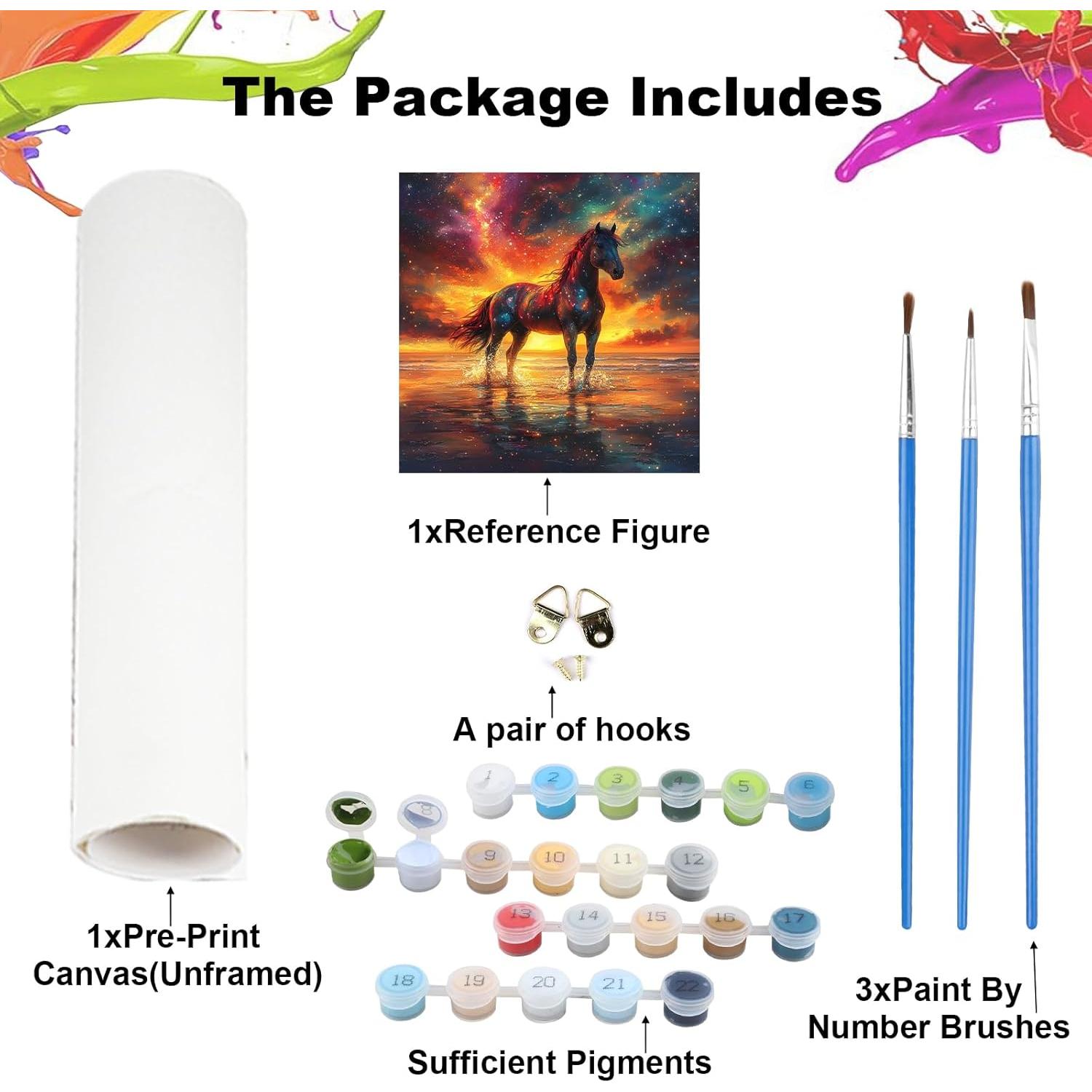 Kit de Pintura por Números NEWENMO Caballo 40x40 cm para Adultos