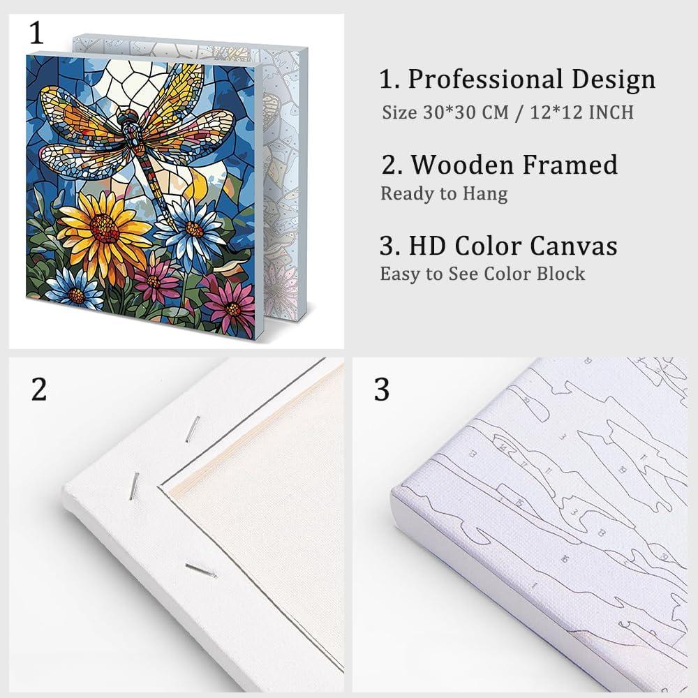 Kit de Pintar por Números Natuyalo Libélula 30x30 cm Enmarcado