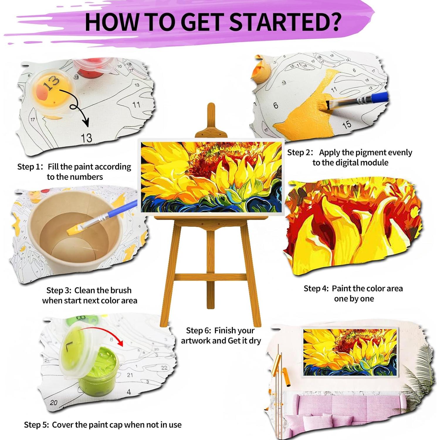 Kit de Pintura por Números YALKIN 20x30cm Acrílica Adultos