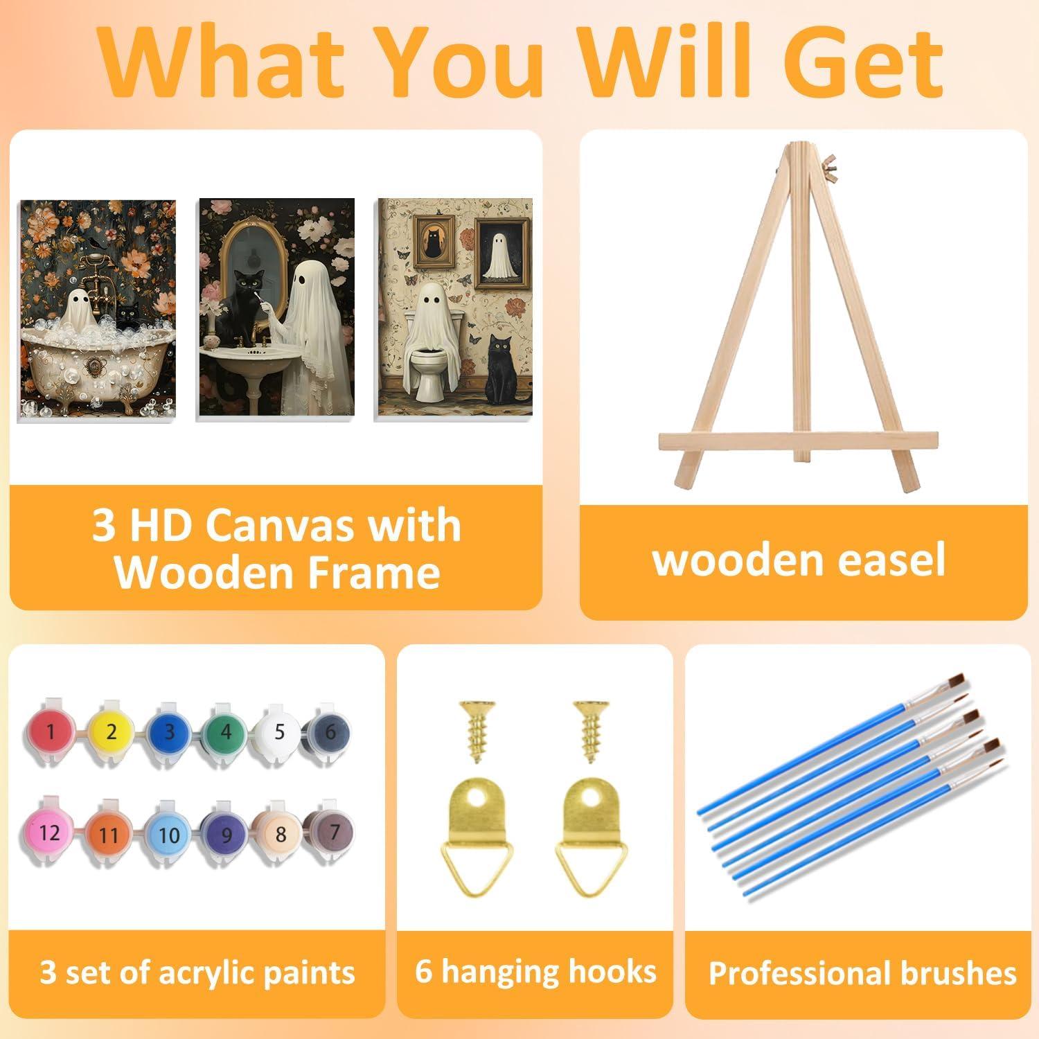 Kit de Pintura por Números Mandun Halloween 3 Pack 19.8x30 cm