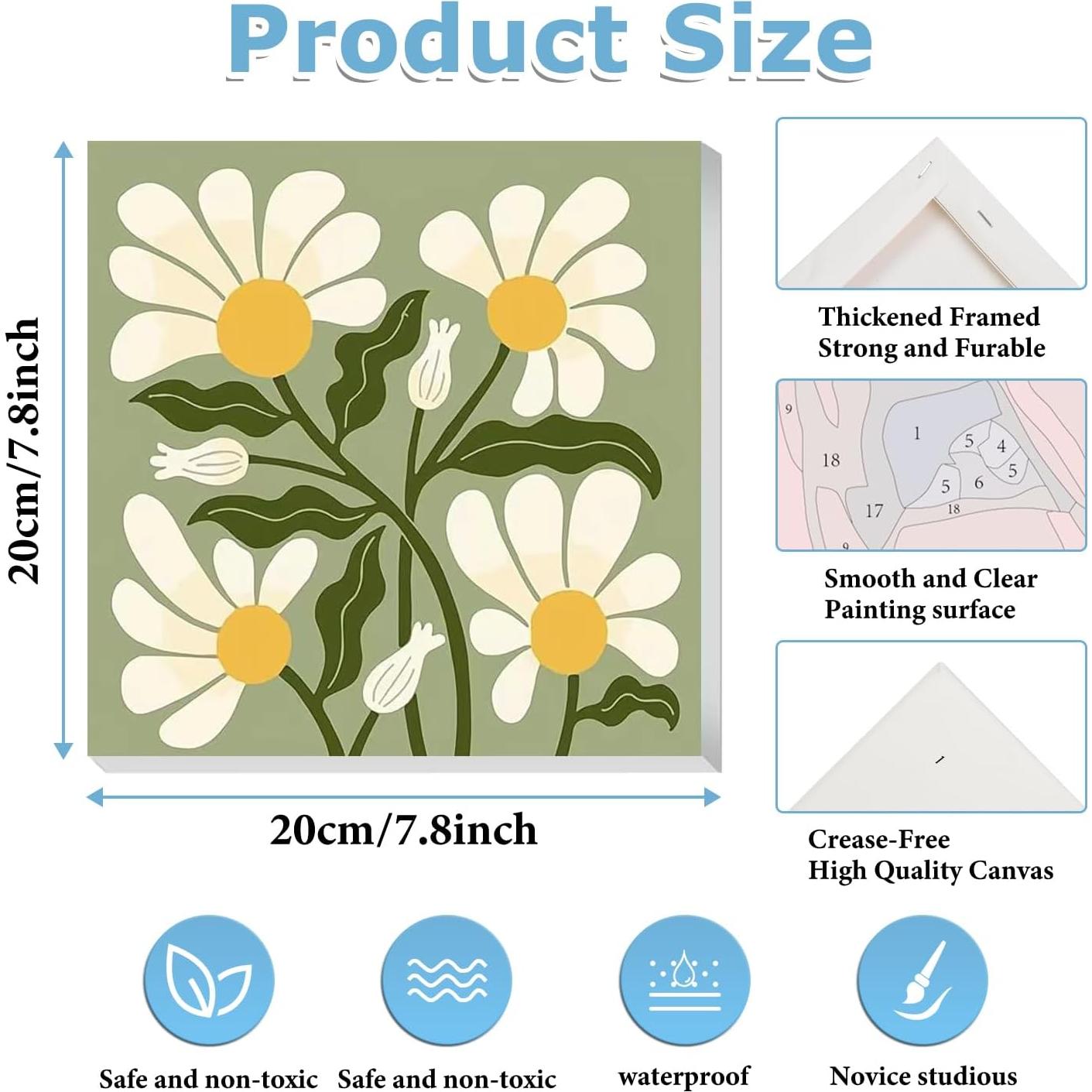 Kit de Pintura por Números hkejoi 4 Piezas Lienzo 20x20 cm