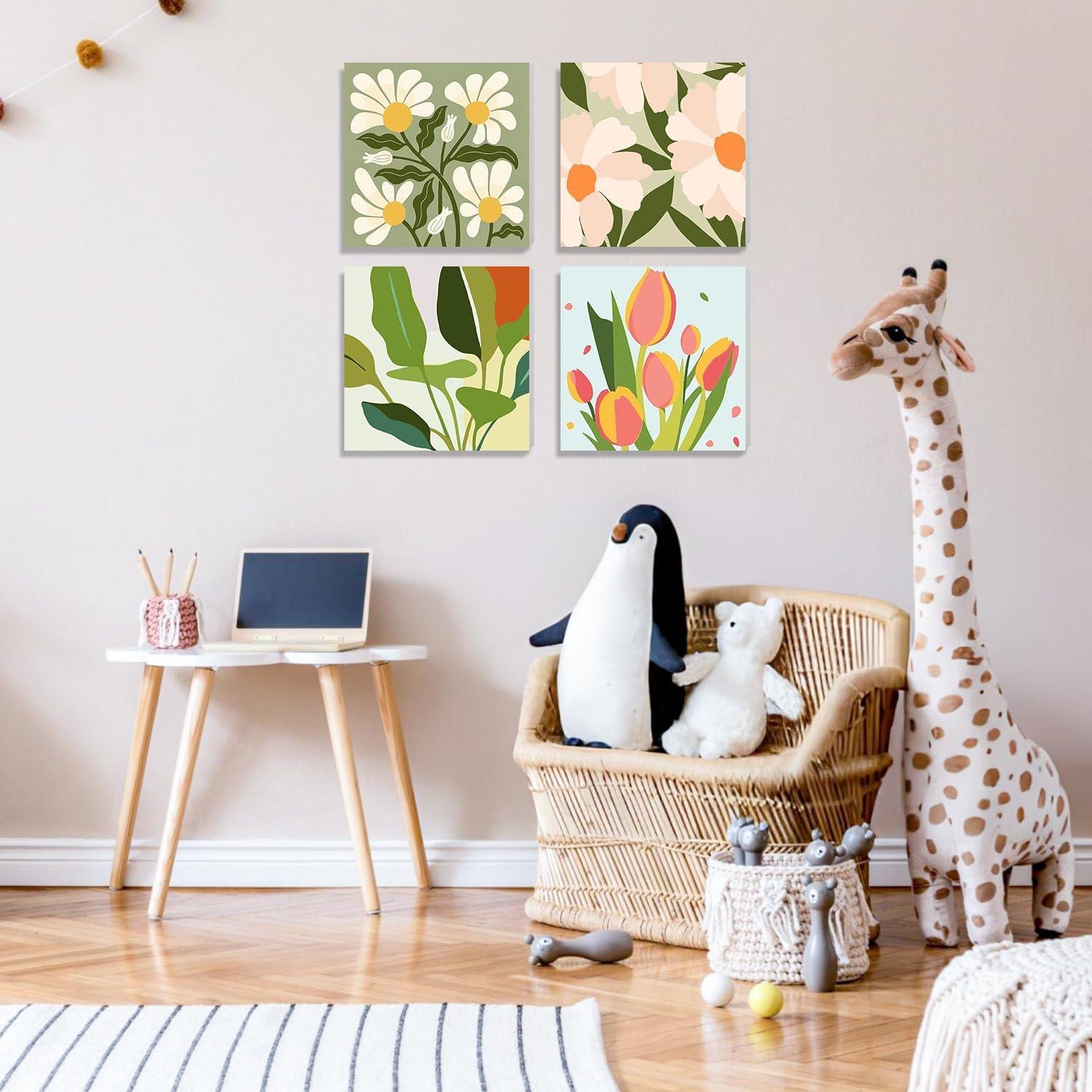 Kit de Pintura por Números hkejoi 4 Piezas Lienzo 20x20 cm