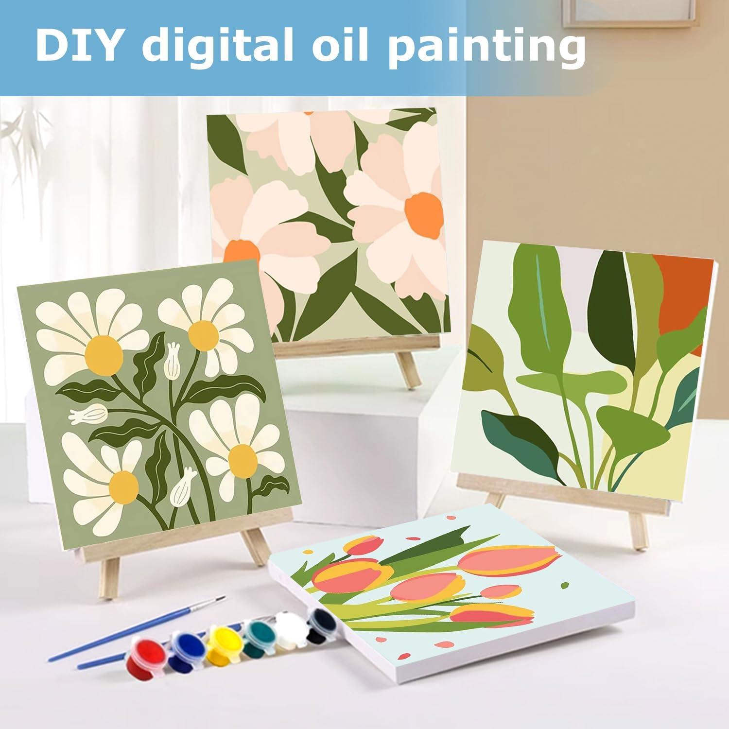 Kit de Pintura por Números hkejoi 4 Piezas Lienzo 20x20 cm