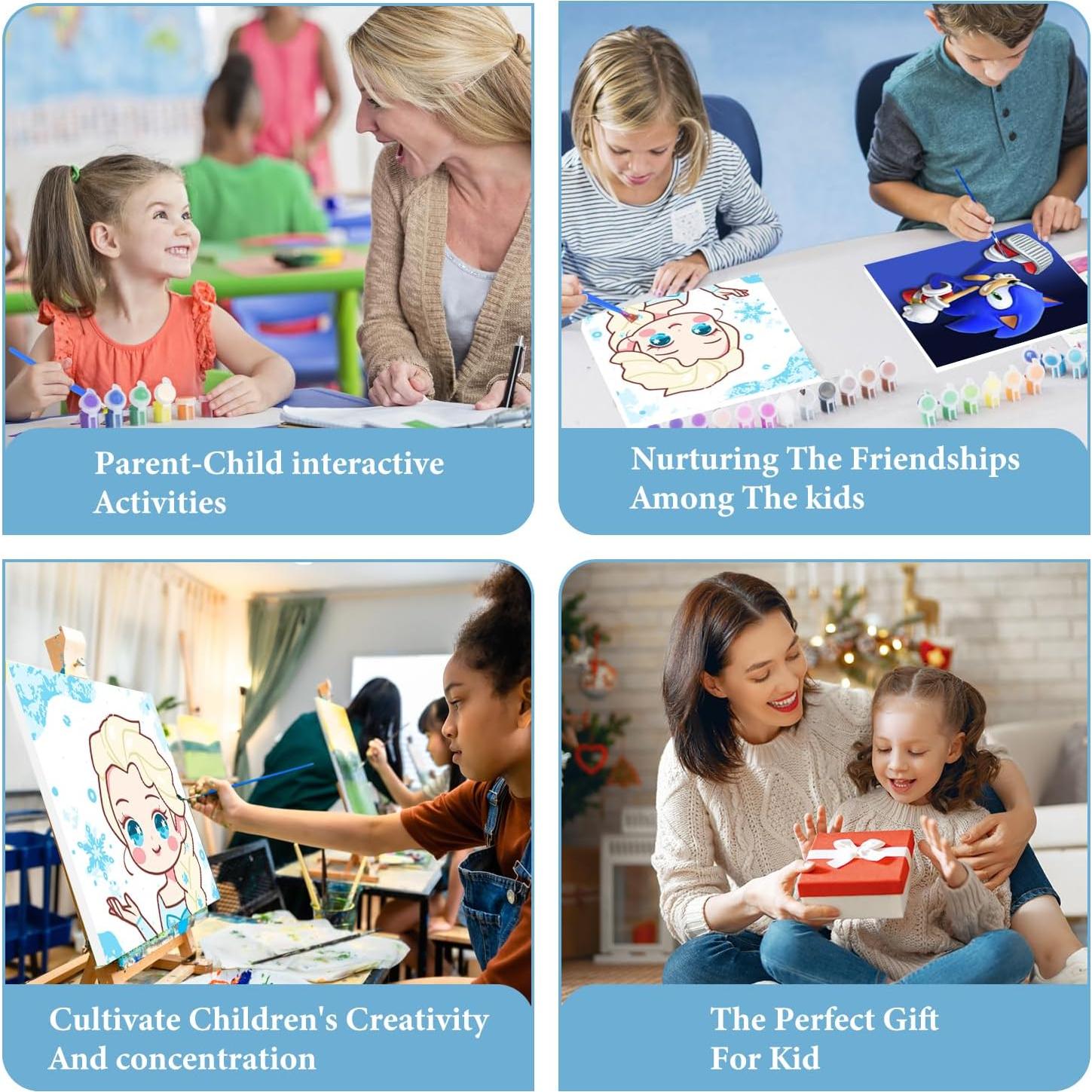 Kit de Pintura por Números hkejoi 4 Piezas Lienzo 20x20 cm