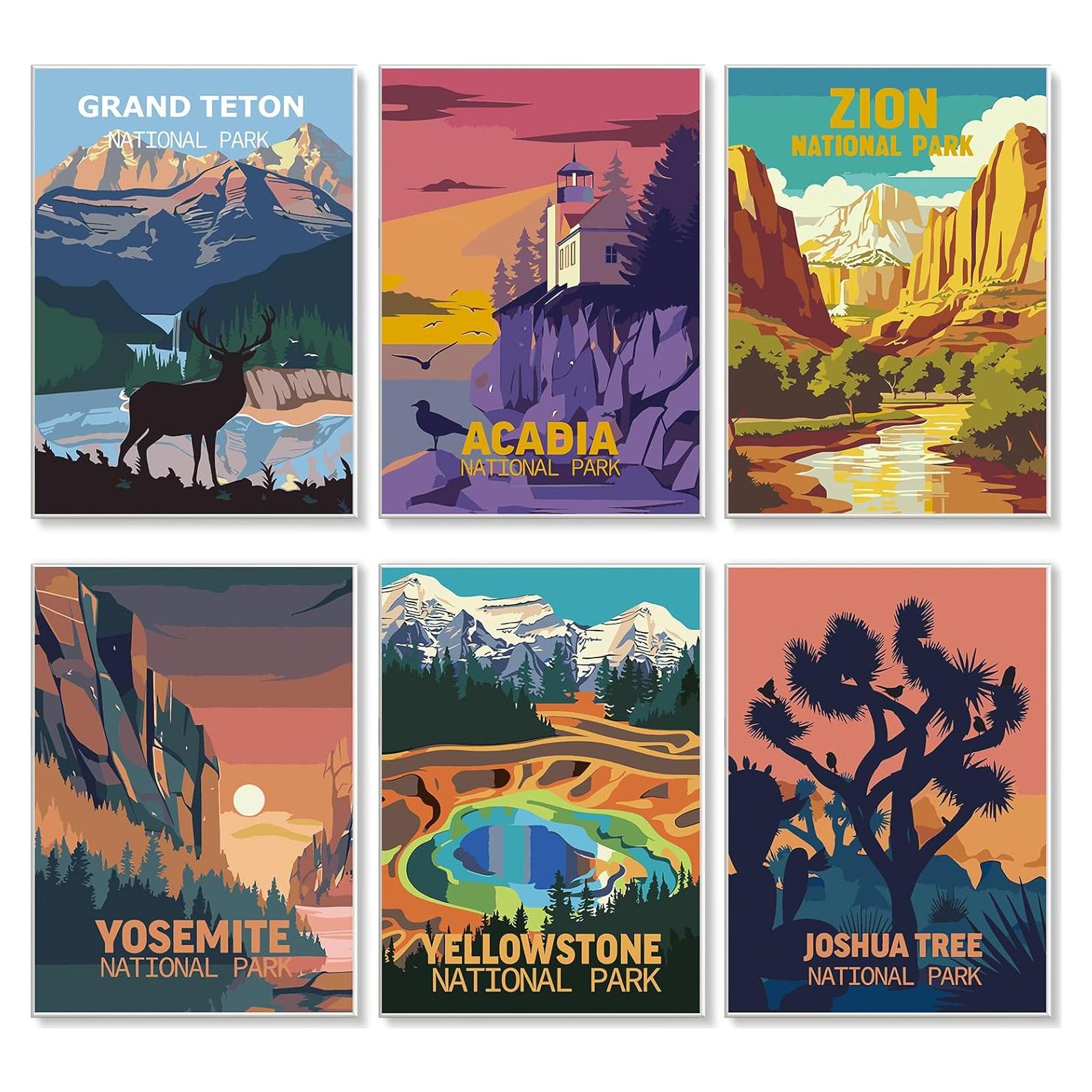 Kit de Pintura por Números GEEHEIY Adultos 6 Paquetes 25.4x35.6 cm