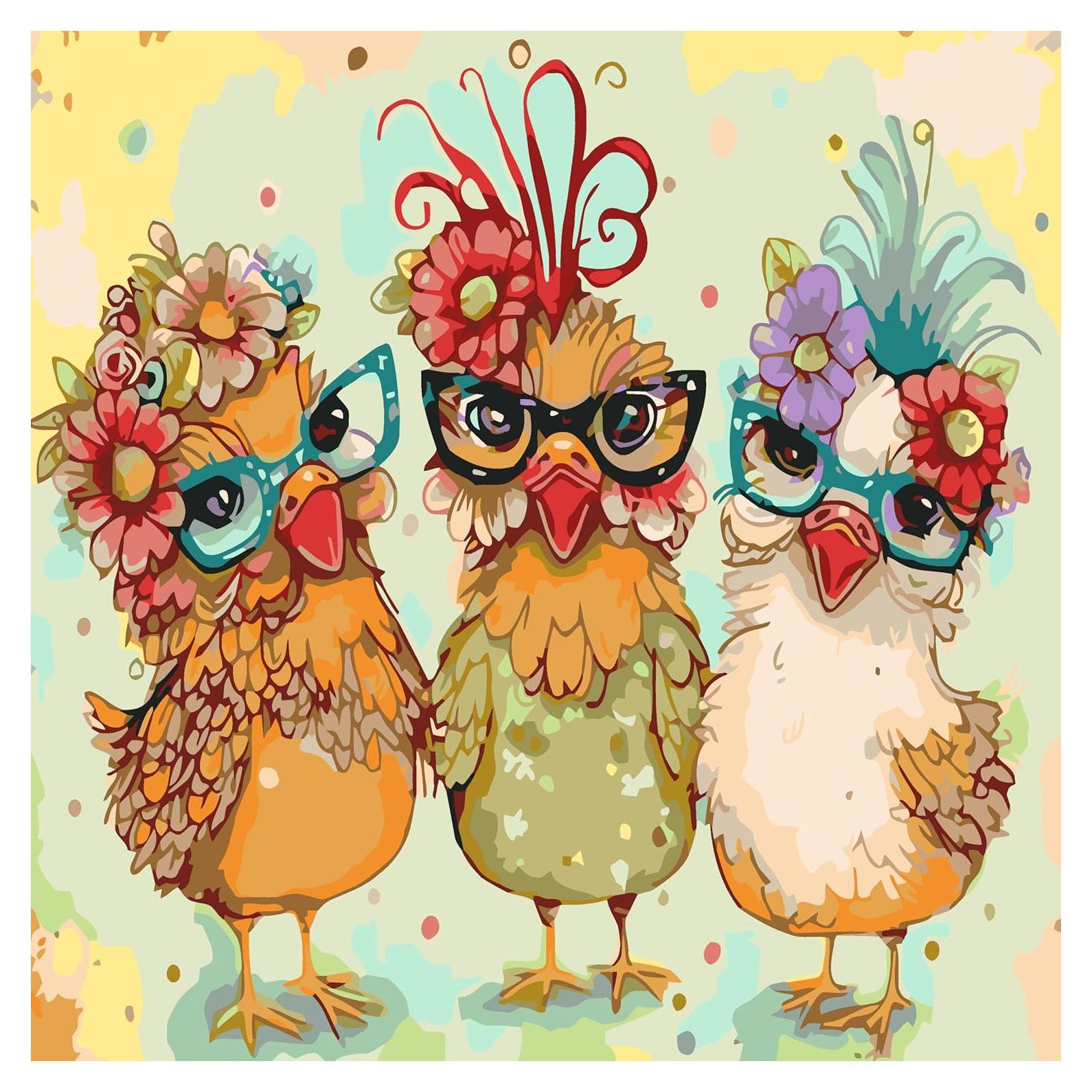 Kit de Pintura por Números MRPWNLE Pollo 40x40cm para Adultos