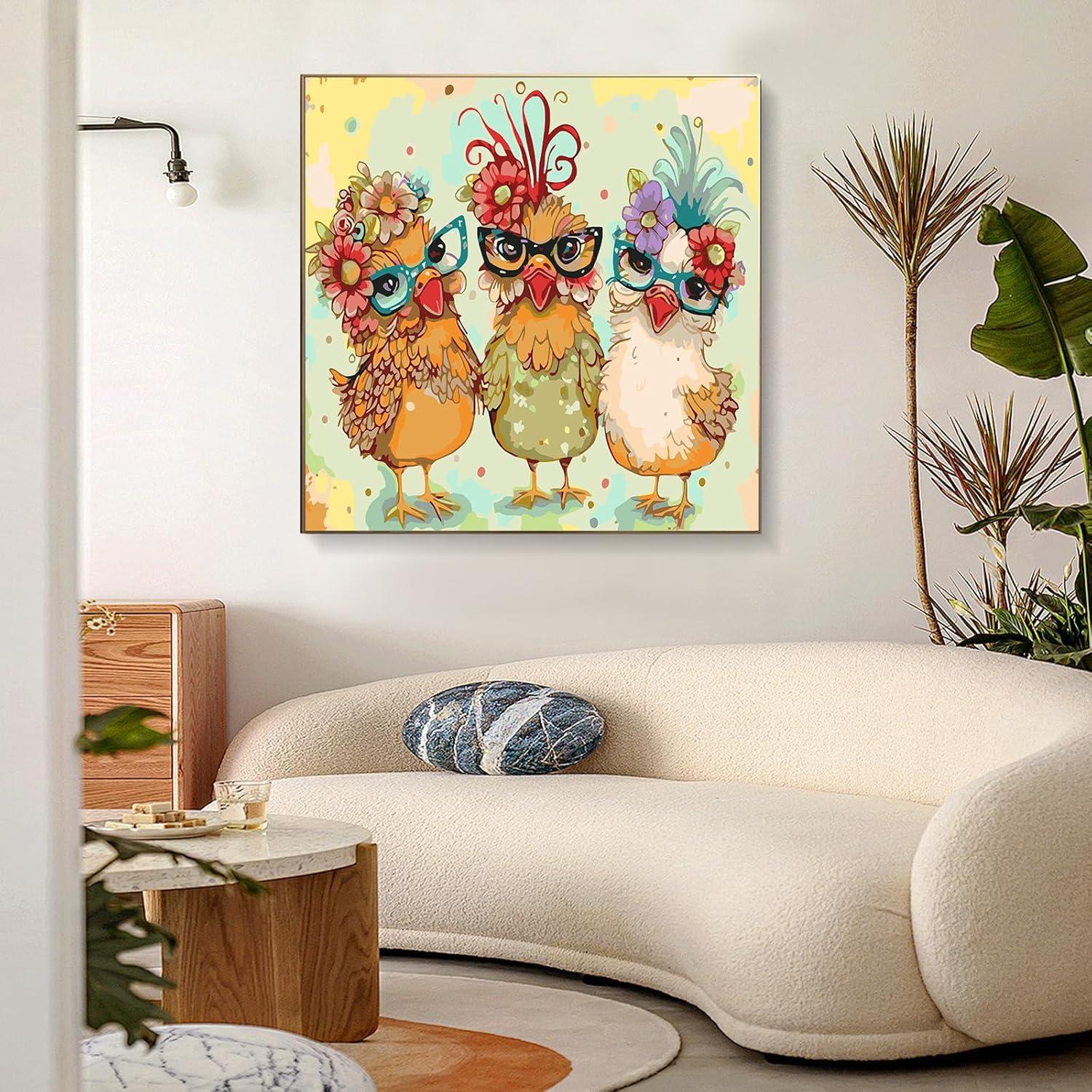 Kit de Pintura por Números MRPWNLE Pollo 40x40cm para Adultos