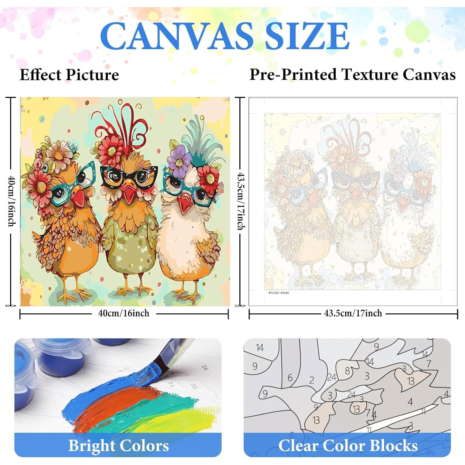 Kit de Pintura por Números MRPWNLE Pollo 40x40cm para Adultos