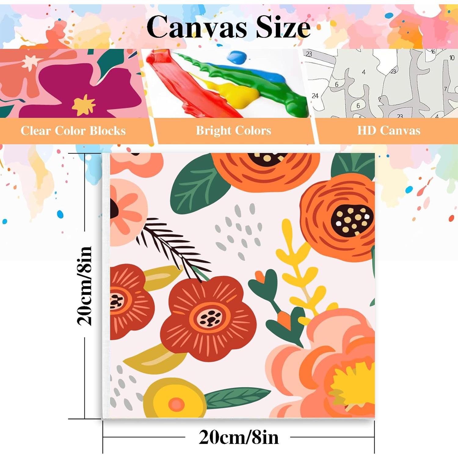 Kit de Pintura por Números Eimivrc Floral 20x20 cm para Adultos