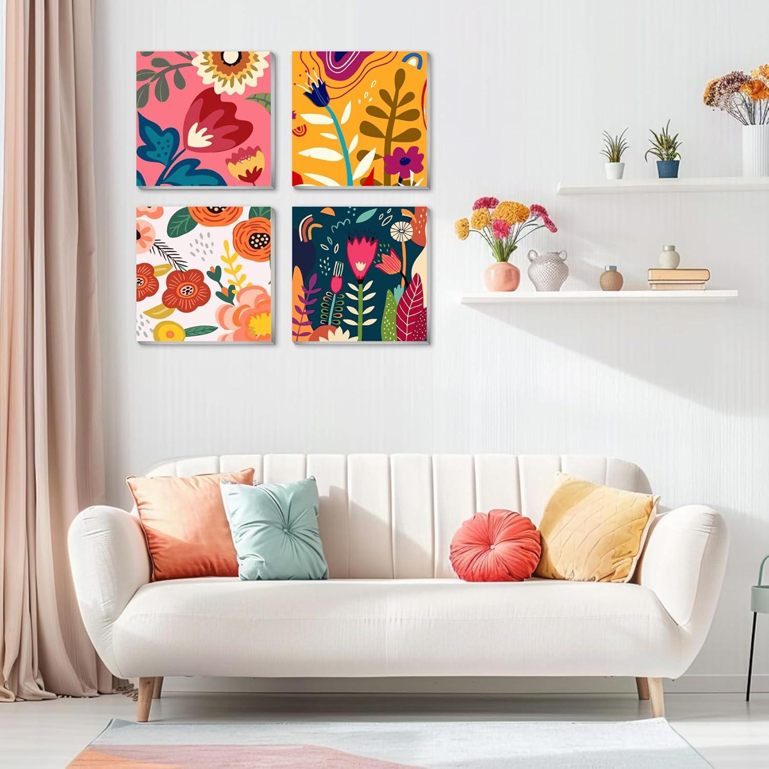 Kit de Pintura por Números Eimivrc Floral 20x20 cm para Adultos