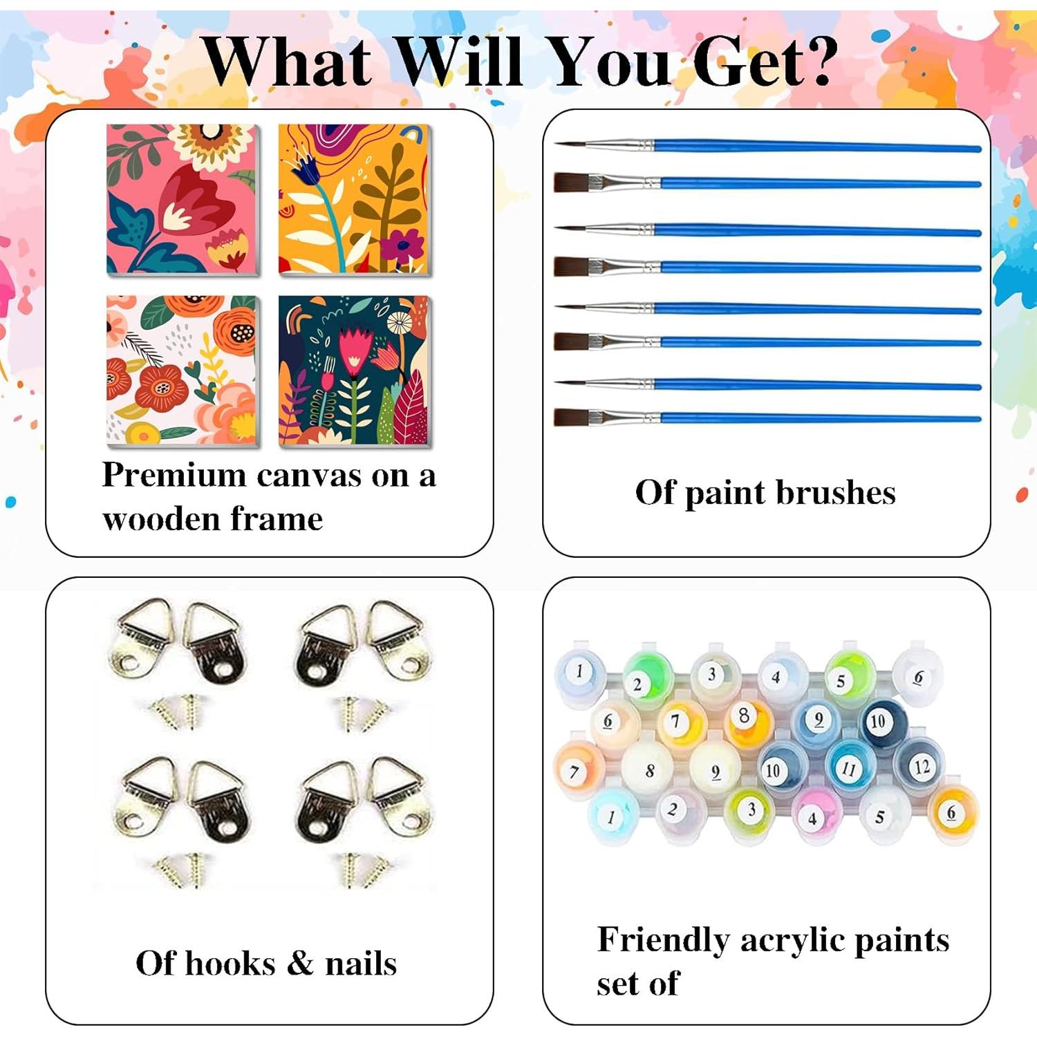 Kit de Pintura por Números Eimivrc Floral 20x20 cm para Adultos