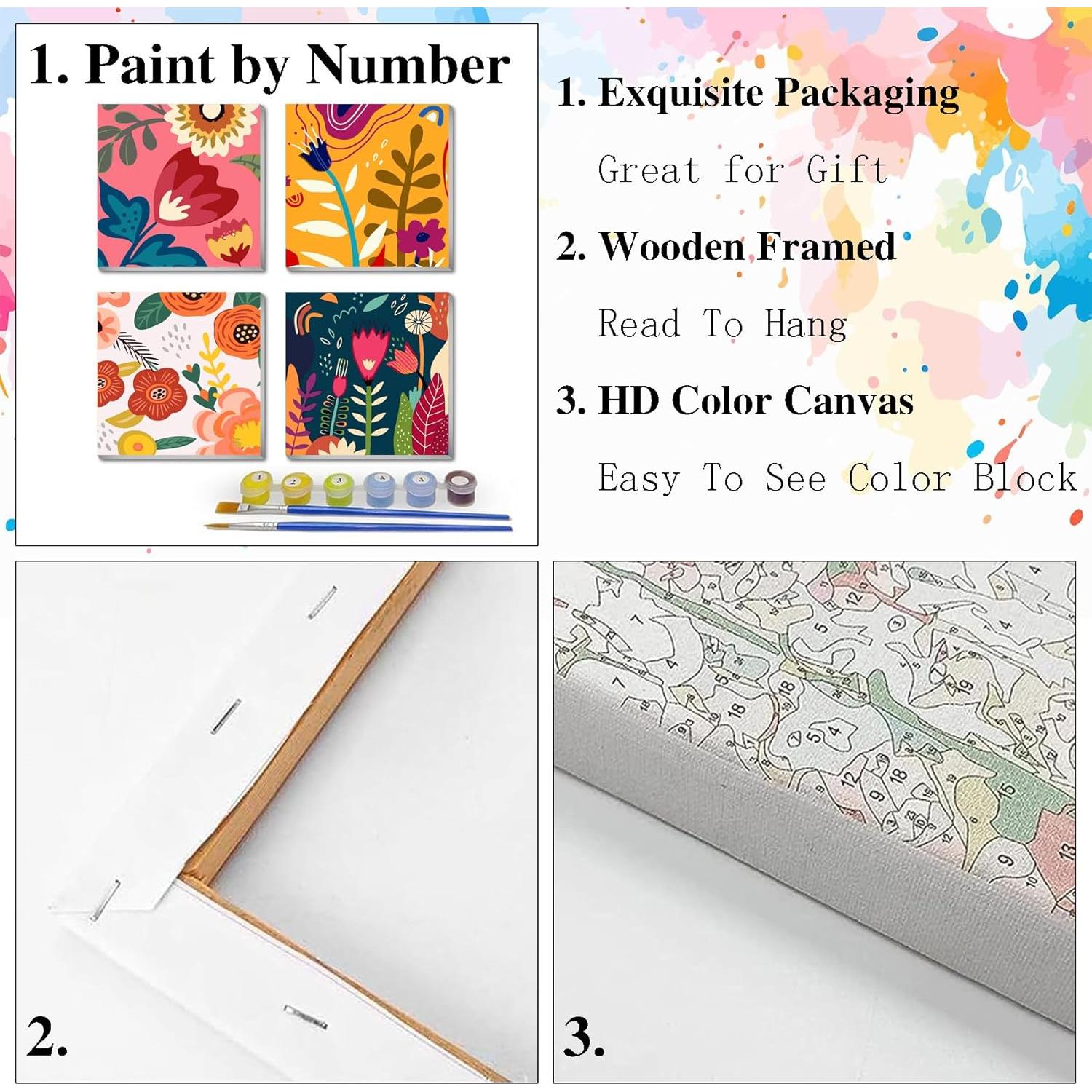 Kit de Pintura por Números Eimivrc Floral 20x20 cm para Adultos