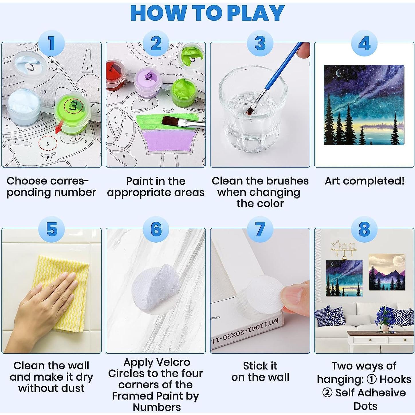 Kit de Pintura por Números Genérico 4 Lienzos 20x20 cm