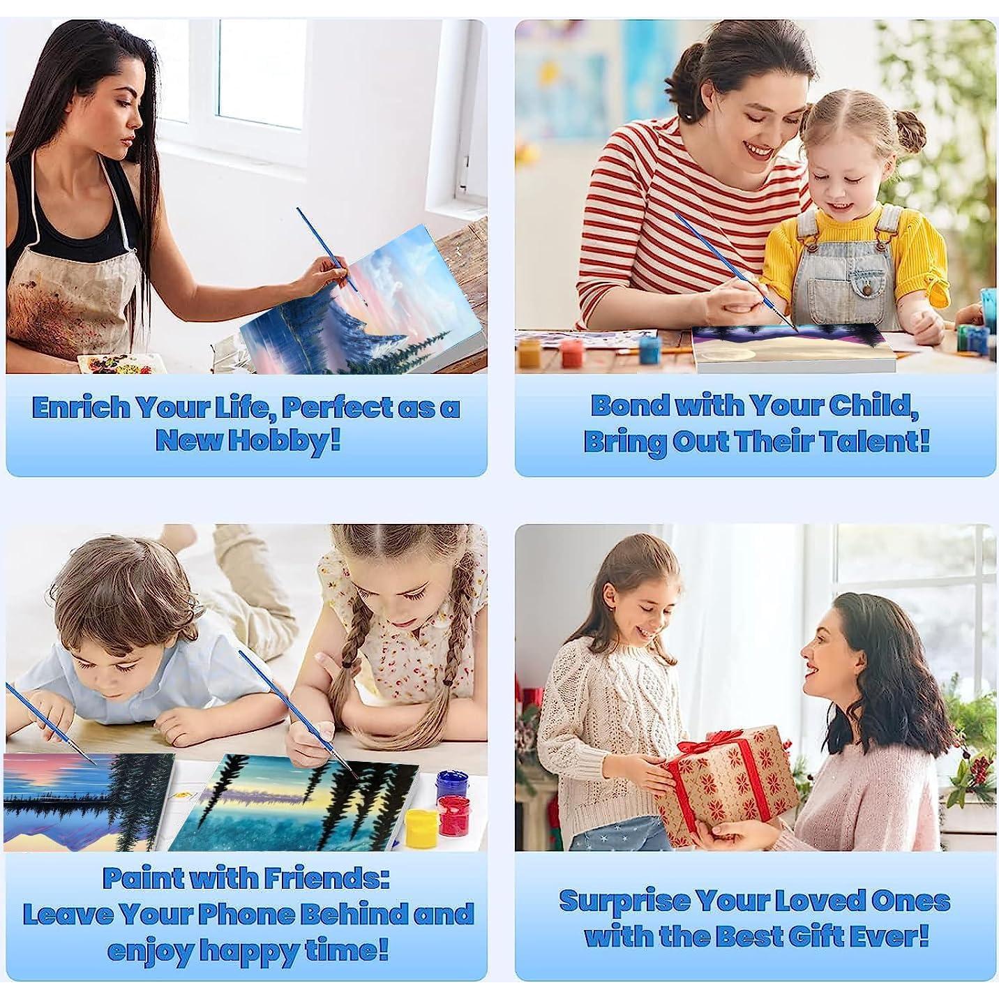 Kit de Pintura por Números Genérico 4 Lienzos 20x20 cm