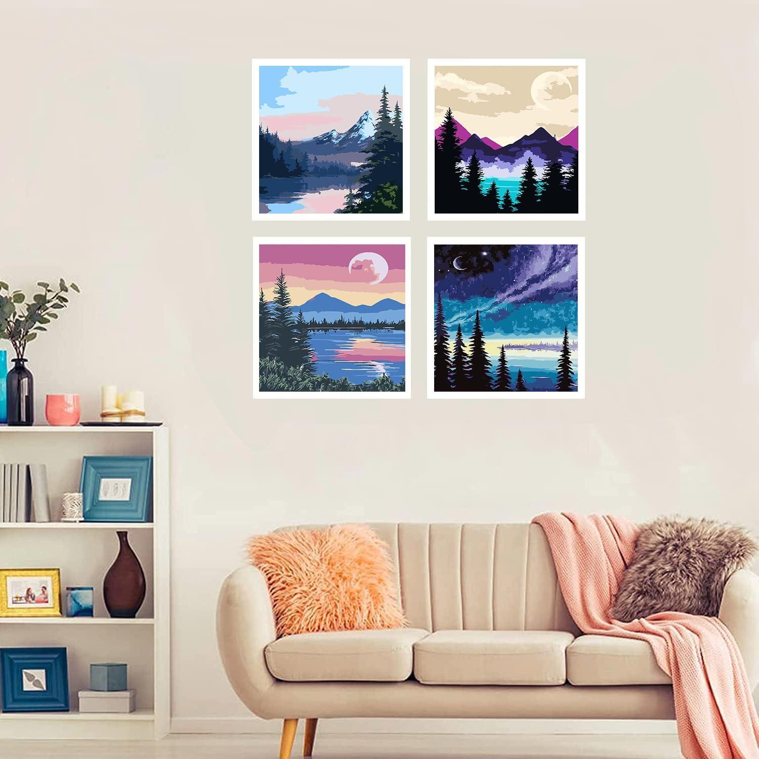 Kit de Pintura por Números Genérico 4 Lienzos 20x20 cm