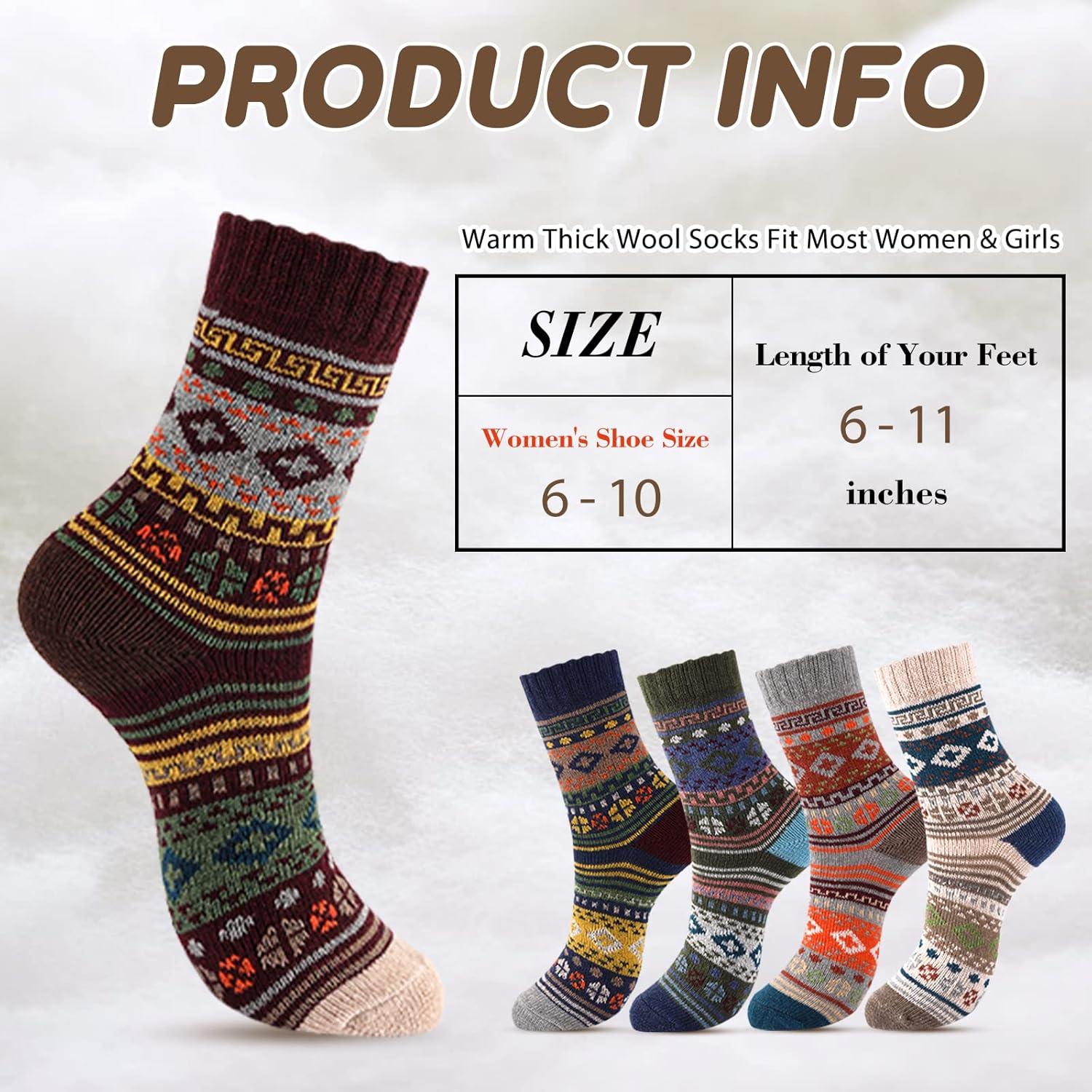 5 Pares de Calcetines de Lana para Mujeres - Talla 36-40
