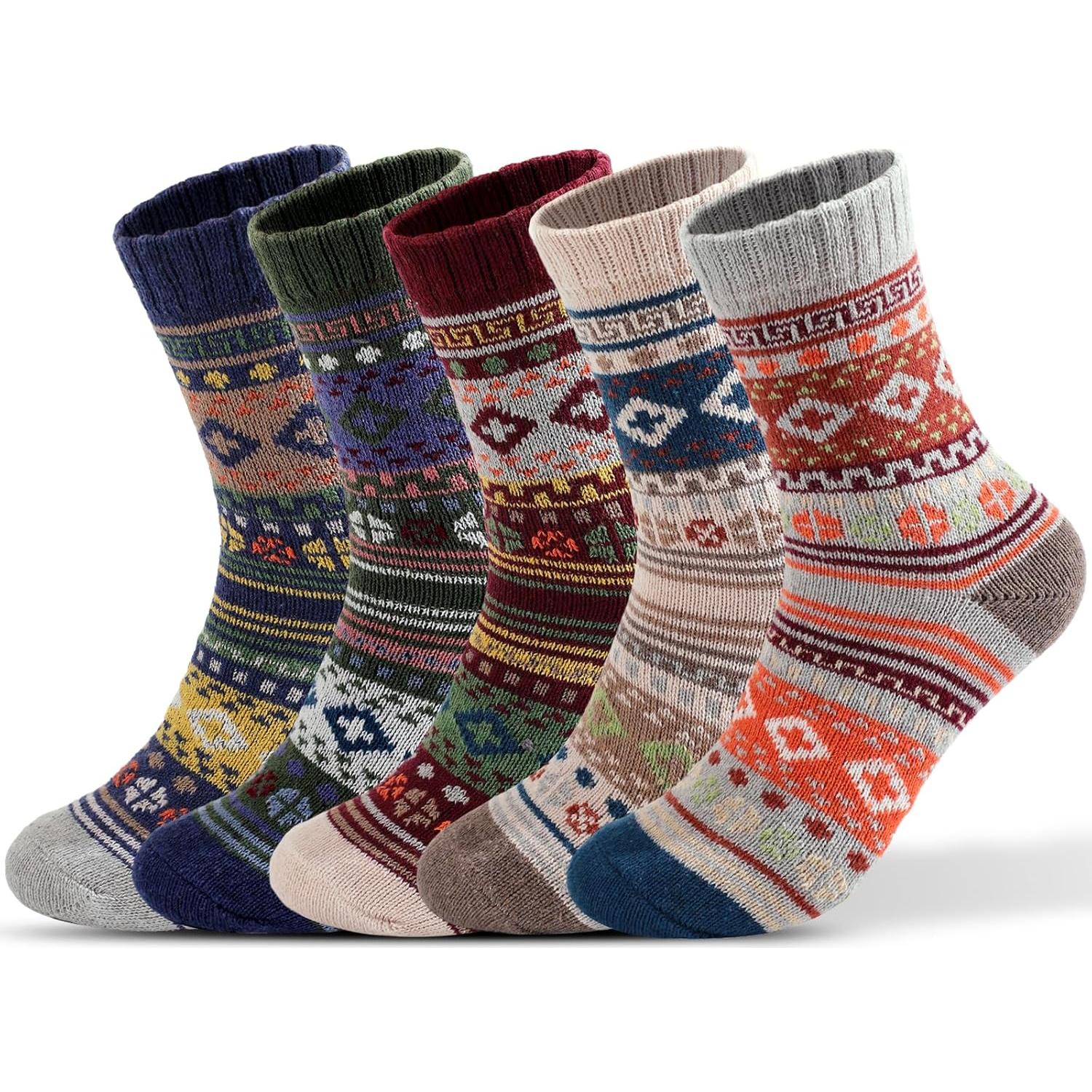 5 Pares de Calcetines de Lana para Mujeres - Talla 36-40