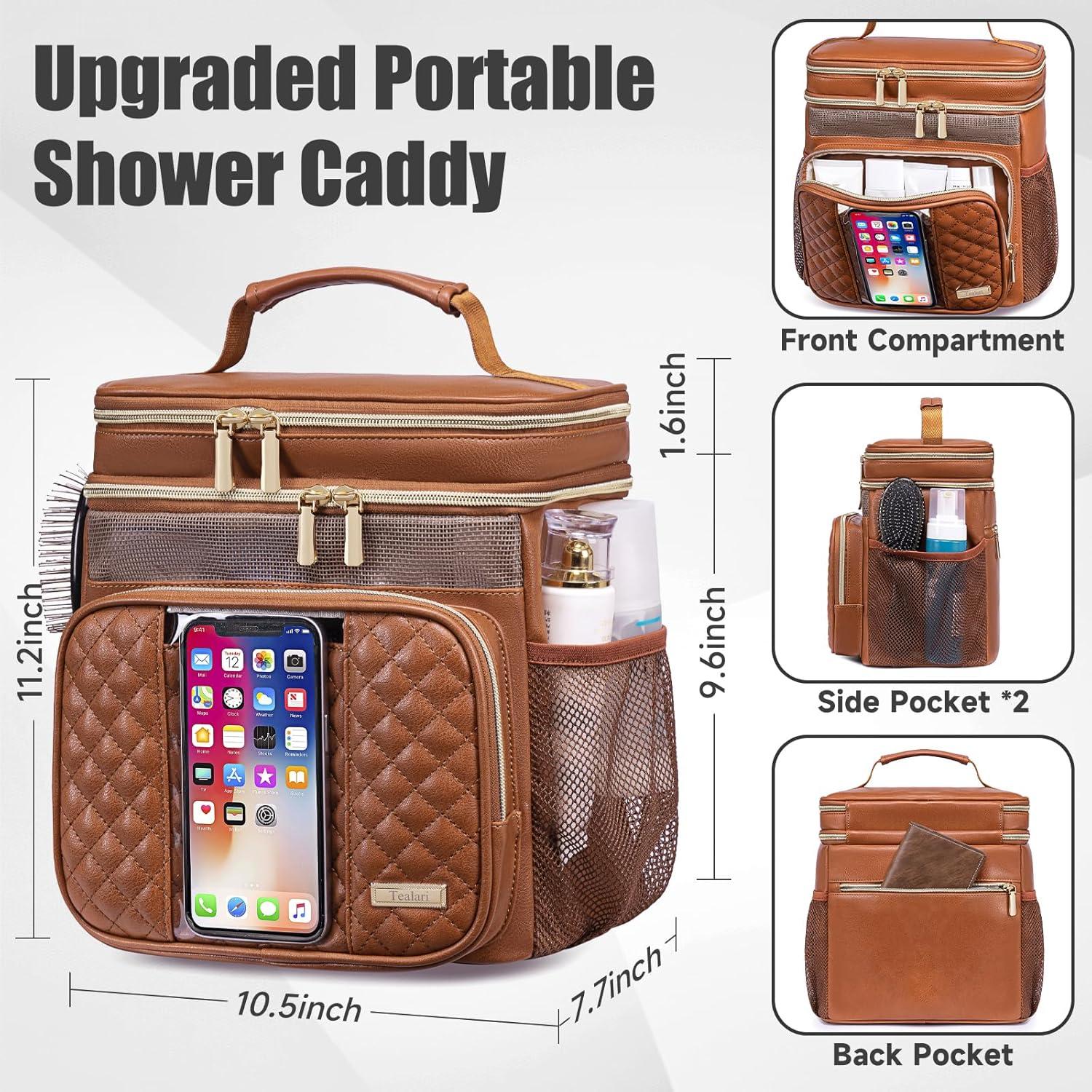 Bolsa de Aseo de Cuero Marrón Unisex 26.7x19.6x28.4 cm