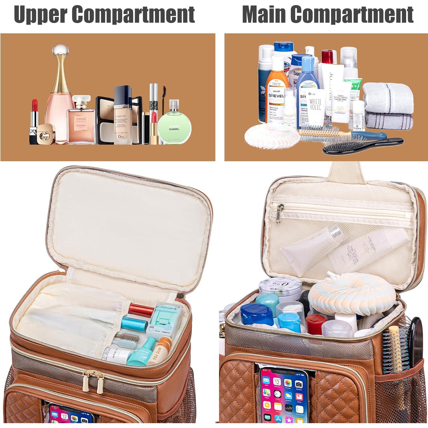 Bolsa de Aseo de Cuero Marrón Unisex 26.7x19.6x28.4 cm