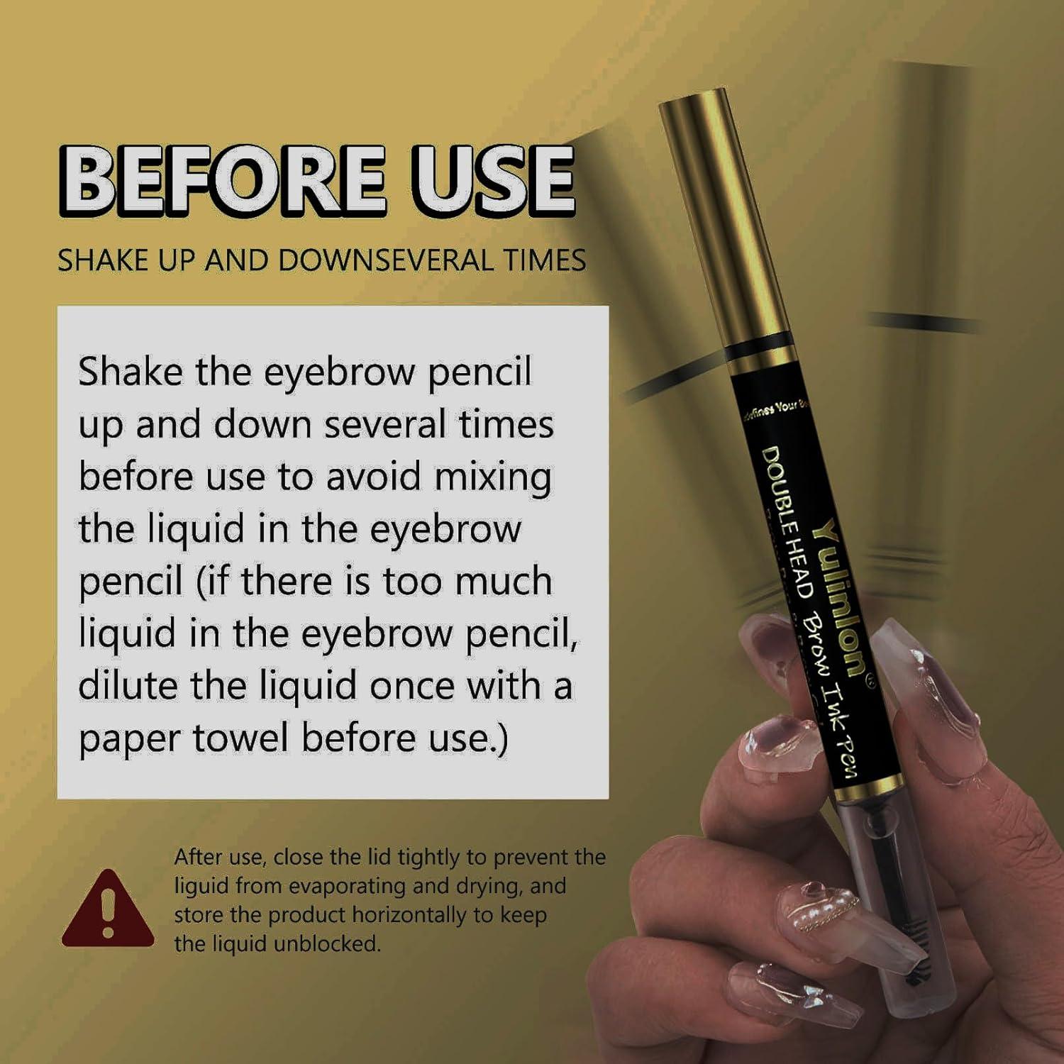 Lápiz y Gel de Cejas 2 en 1 Yulinlon Marrón Oscuro