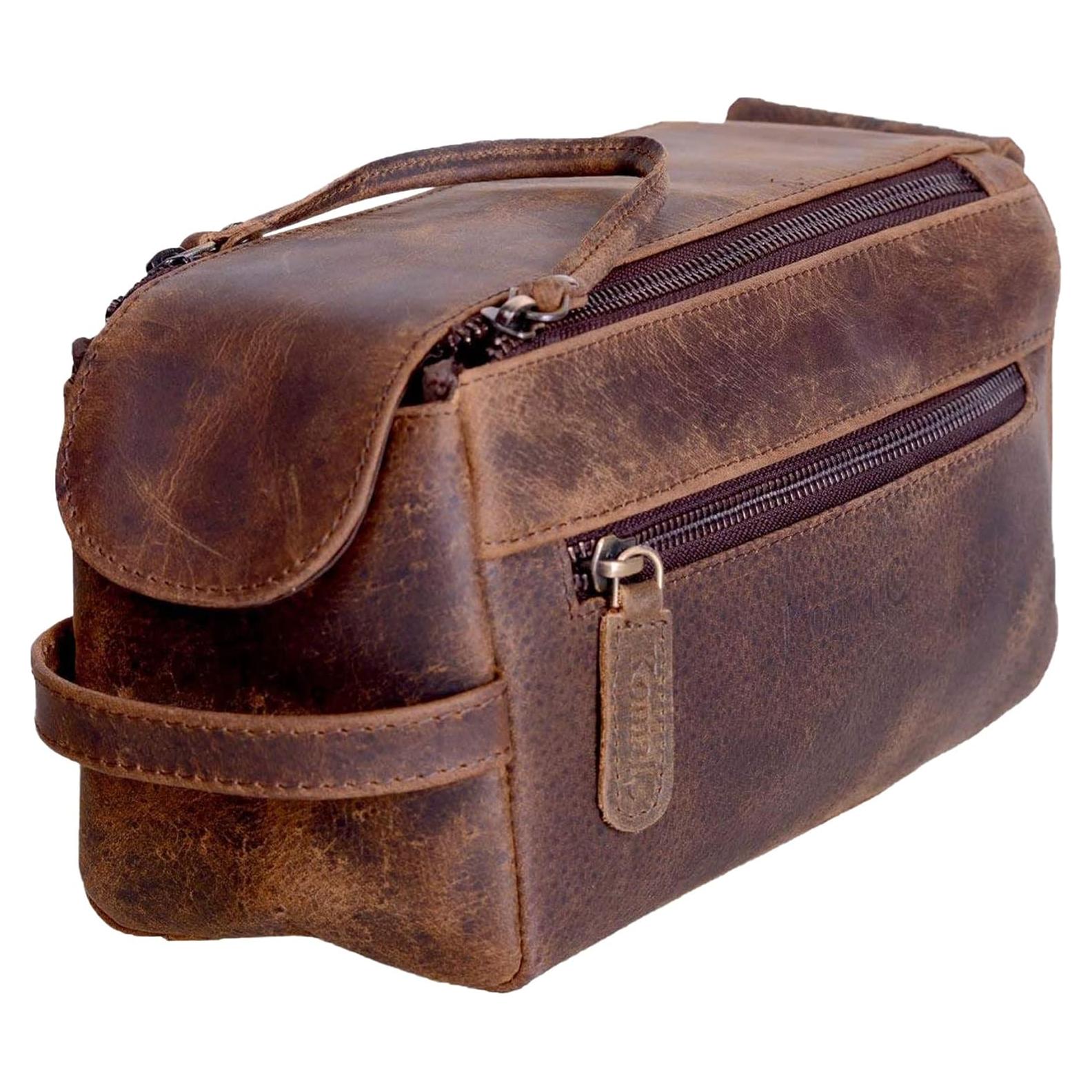 Bolsa de Aseo Unisex KomalC de Cuero de Búfalo Premium