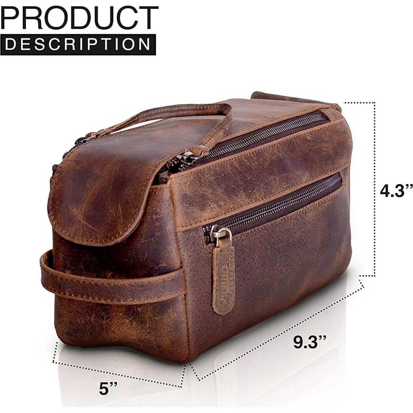 Bolsa de Aseo Unisex KomalC de Cuero de Búfalo Premium