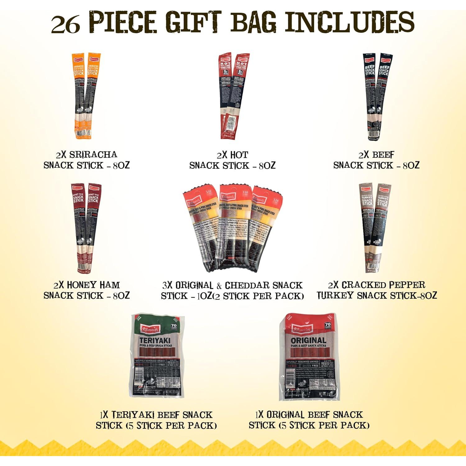 Canasta de Regalo Jerky.com para Hombres - 26 Piezas de Snacks Altos en Proteínas