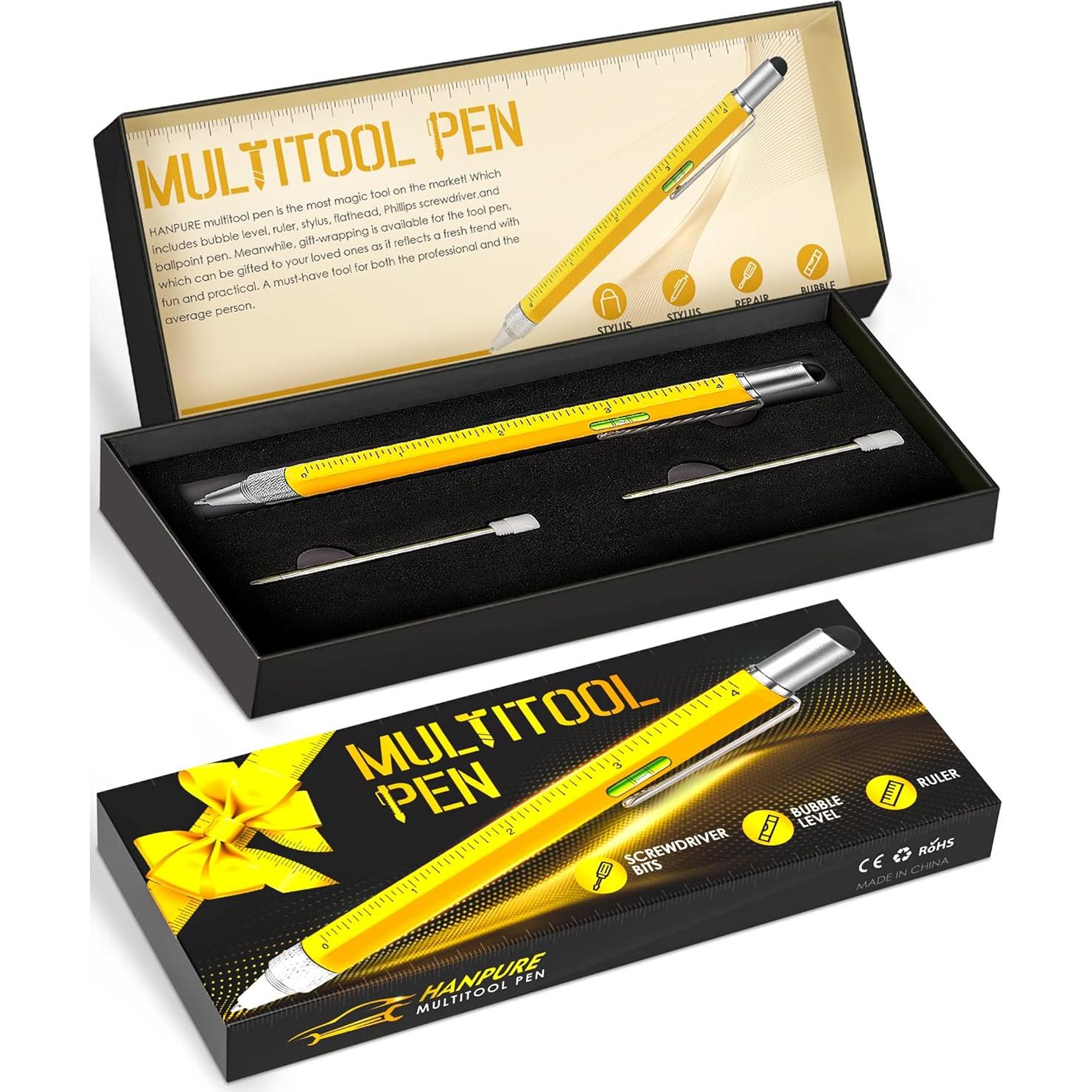 Bolígrafo Multiherramienta HANPURE 6 en 1 Amarillo - Regalo Ideal