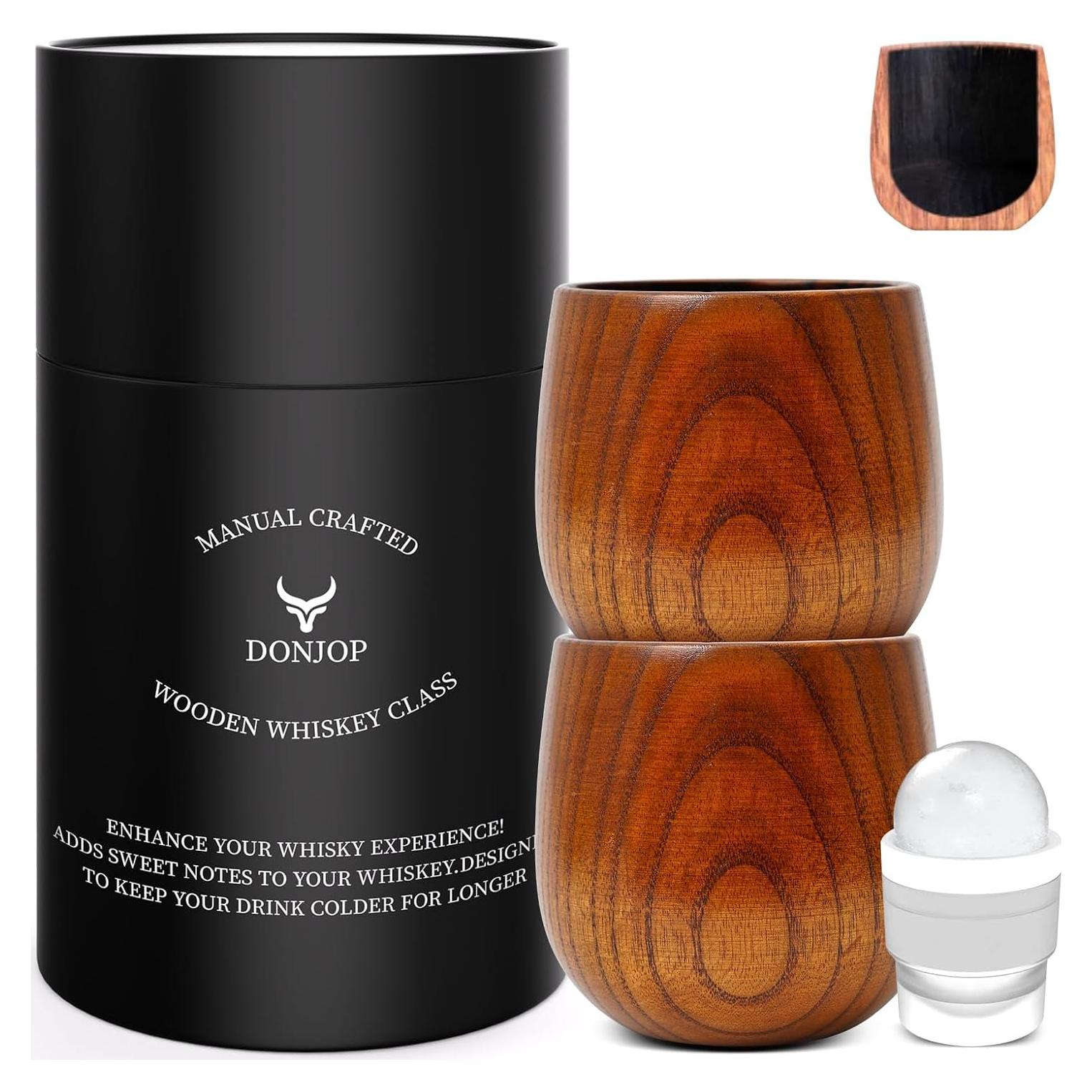 Vasos de Whisky de Madera Carbonizada DONJOP 295ml 2 Pack