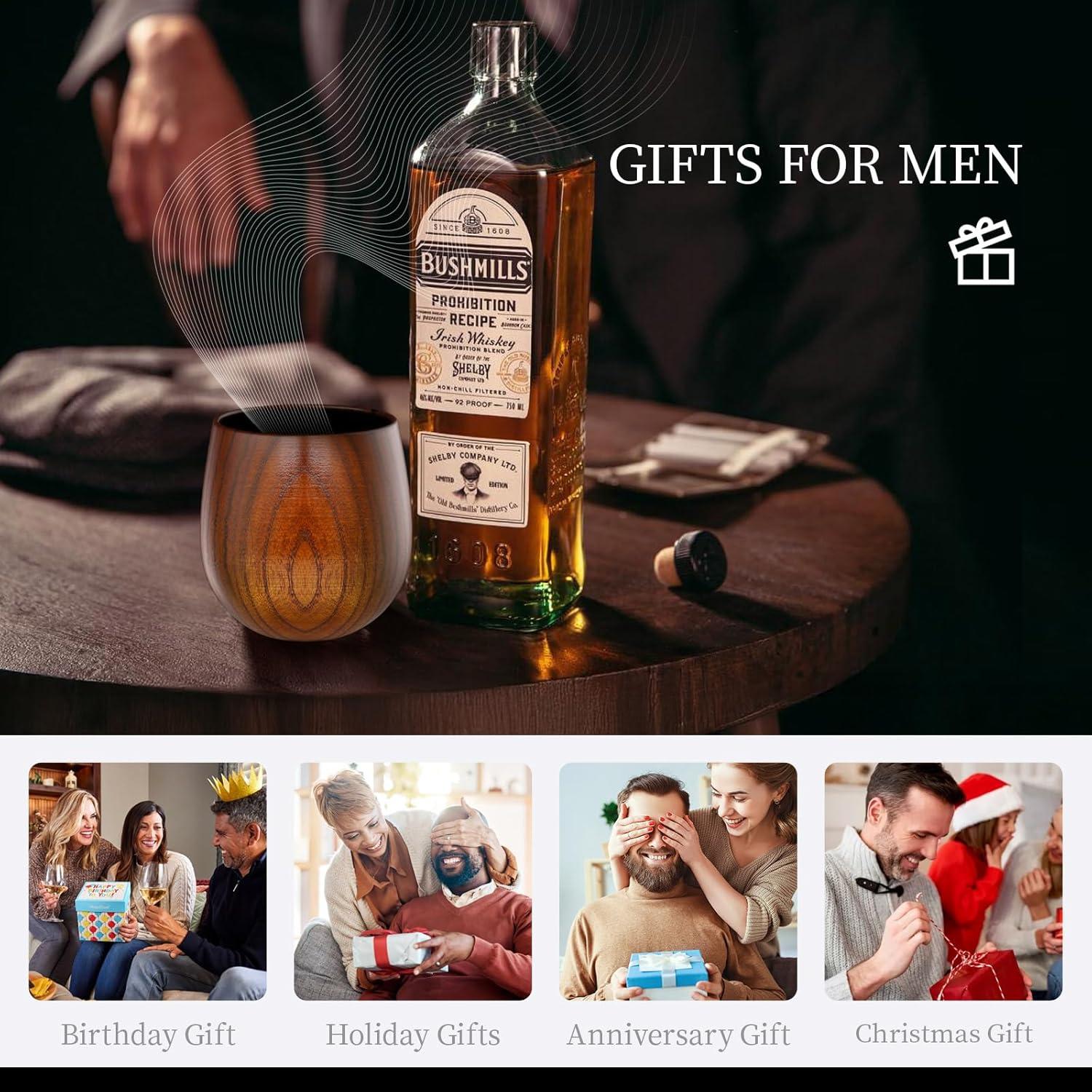 Vasos de Whisky de Madera Carbonizada DONJOP 295ml 2 Pack