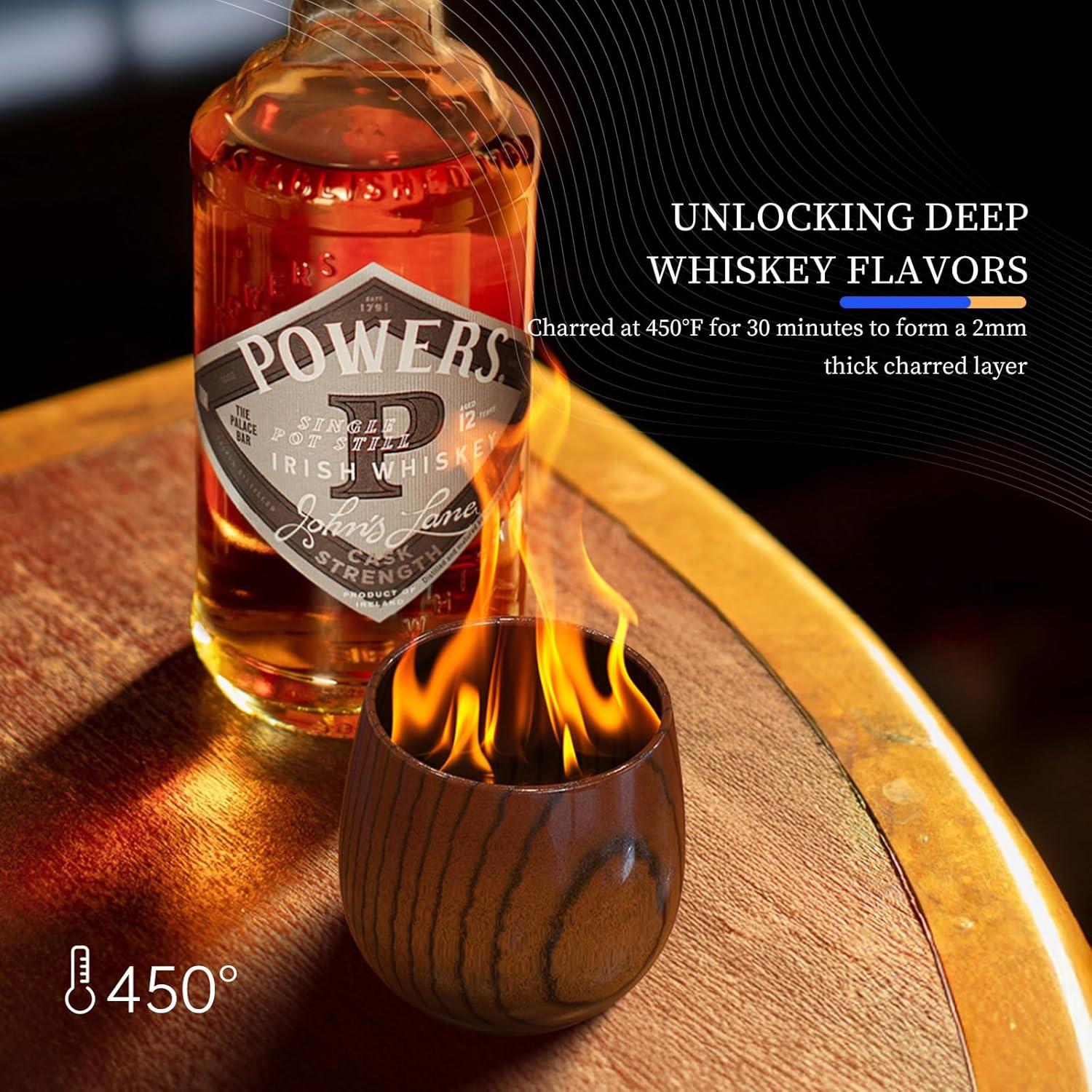 Vasos de Whisky de Madera Carbonizada DONJOP 295ml 2 Pack