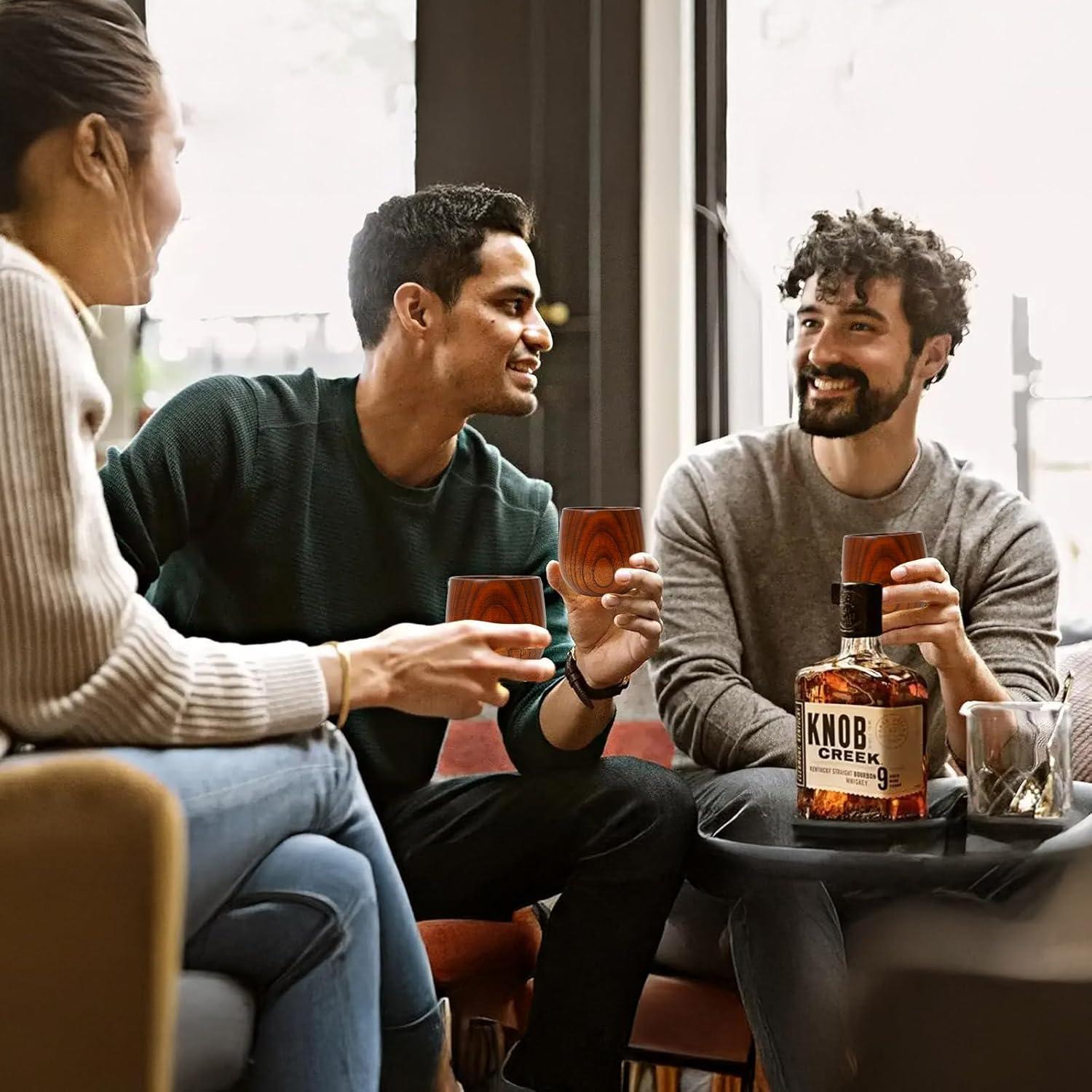 Vasos de Whisky de Madera Carbonizada DONJOP 295ml 2 Pack