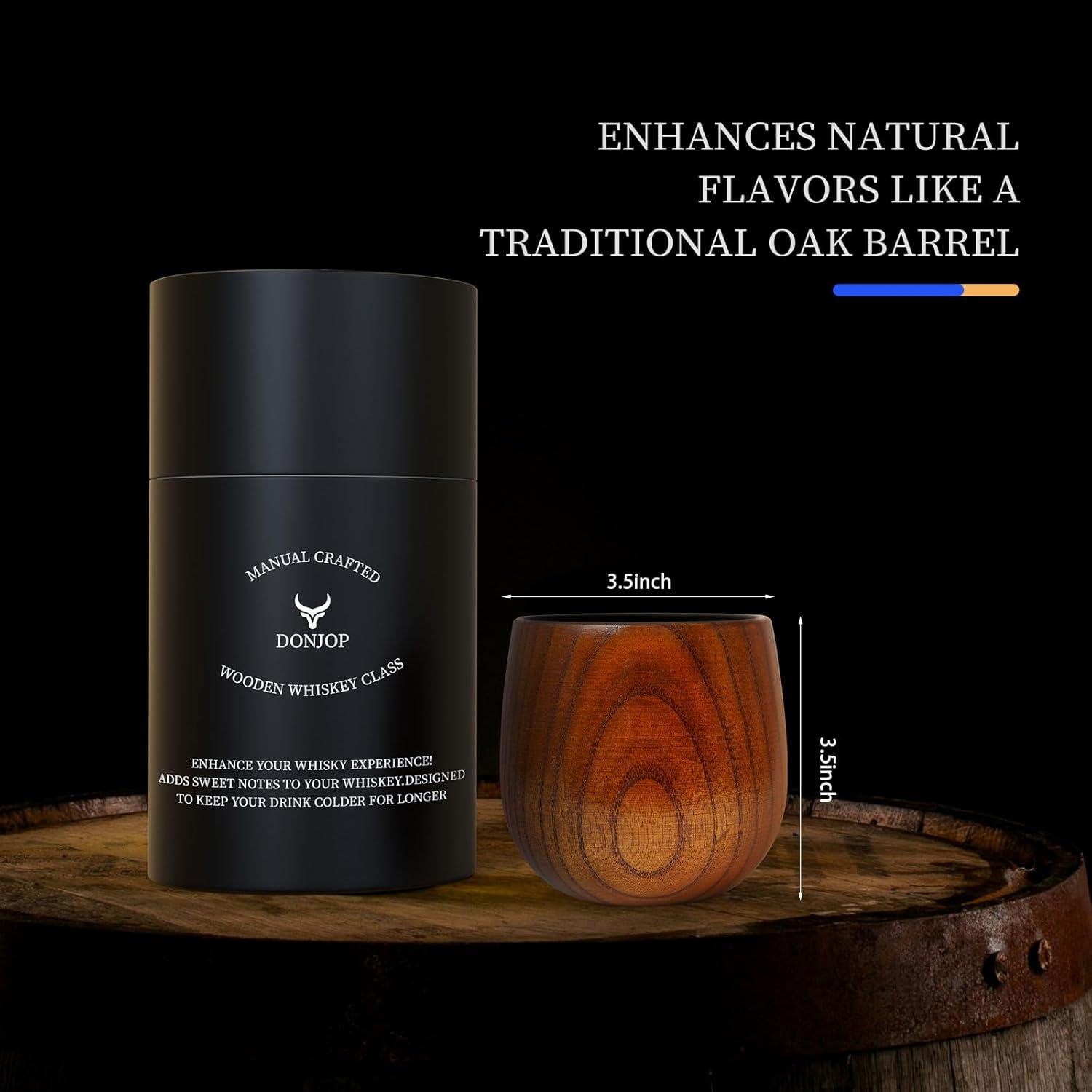 Vasos de Whisky de Madera Carbonizada DONJOP 295ml 2 Pack
