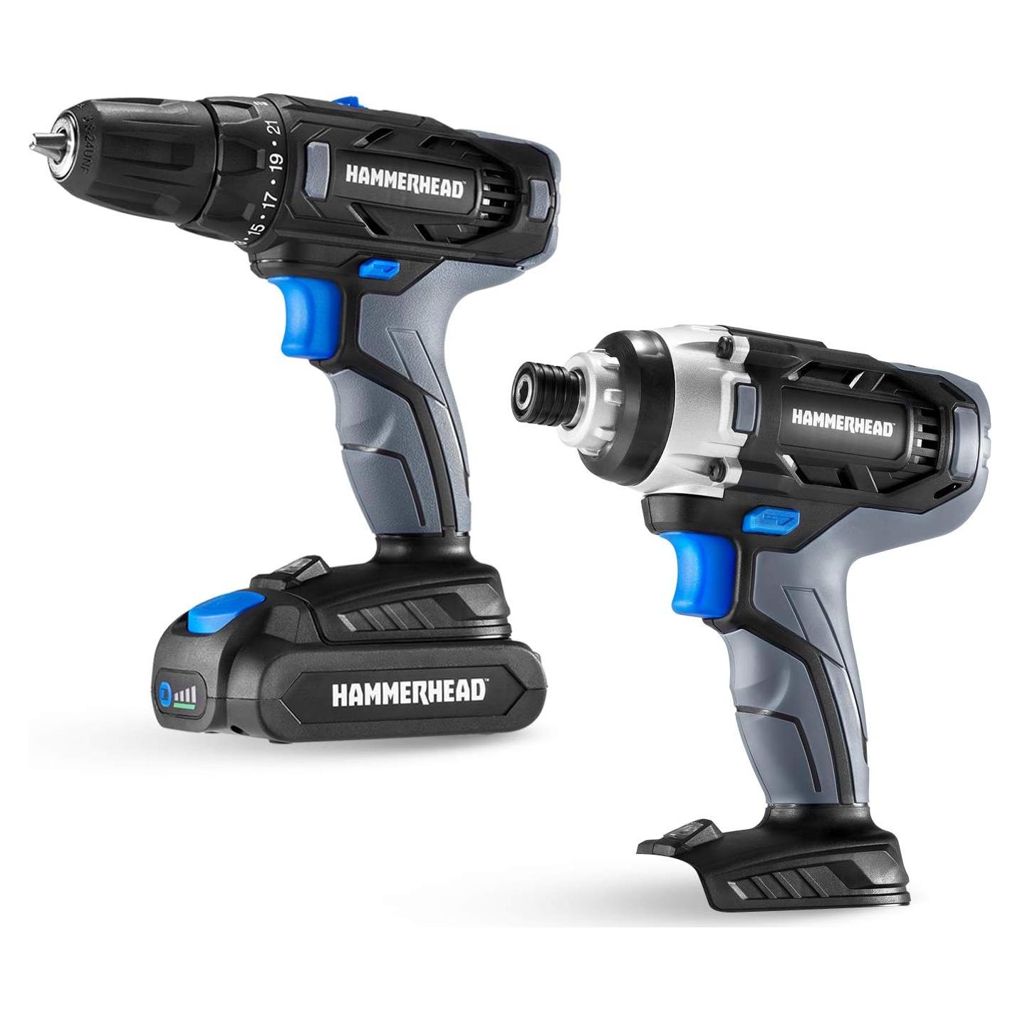 Kit de Herramientas Inalámbricas Hammerhead 20V: Taladro y Destornillador