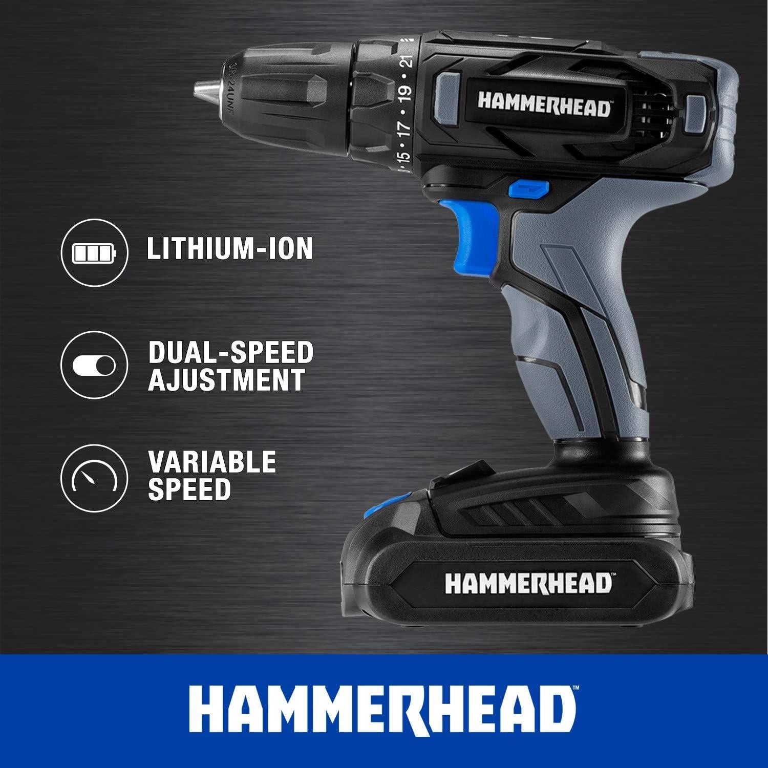 Kit de Herramientas Inalámbricas Hammerhead 20V: Taladro y Destornillador