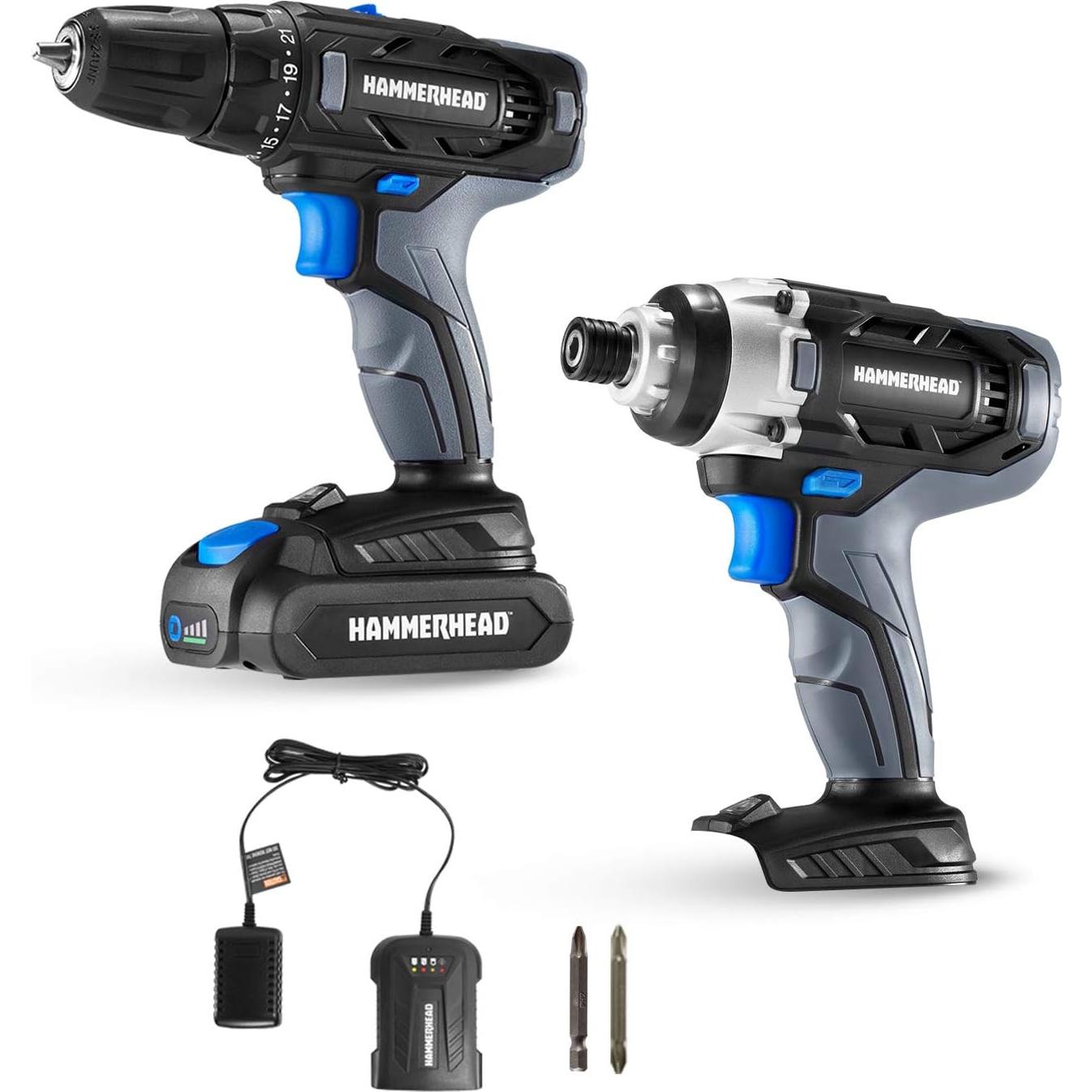 Kit de Herramientas Inalámbricas Hammerhead 20V: Taladro y Destornillador