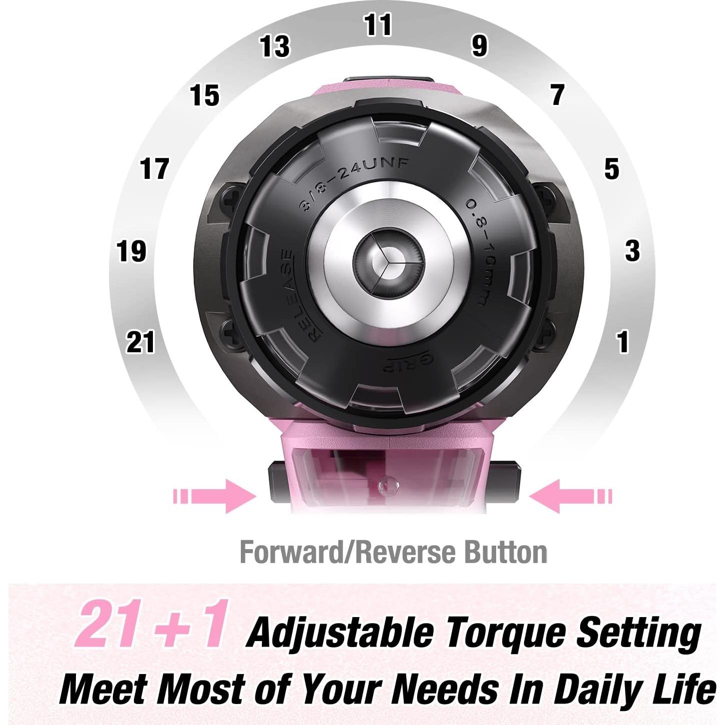 Taladro Inalámbrico WORKPRO 20V Rosa con Batería y Cargador