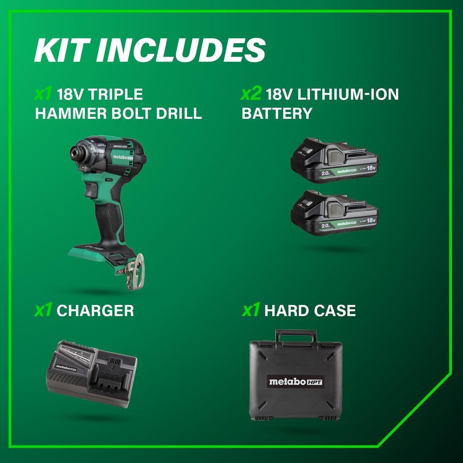 Destornillador de Impacto Inalámbrico Metabo HPT 18V WH18DC