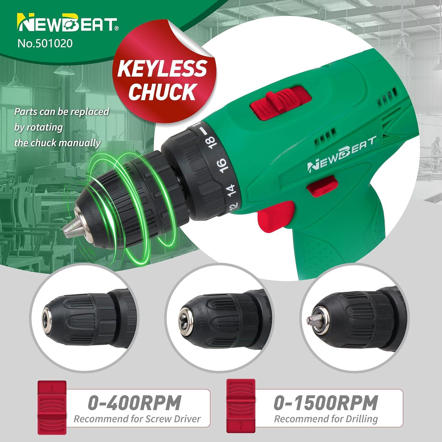 Taladro Inalámbrico NEWBEAT 12V con Batería y Cargador