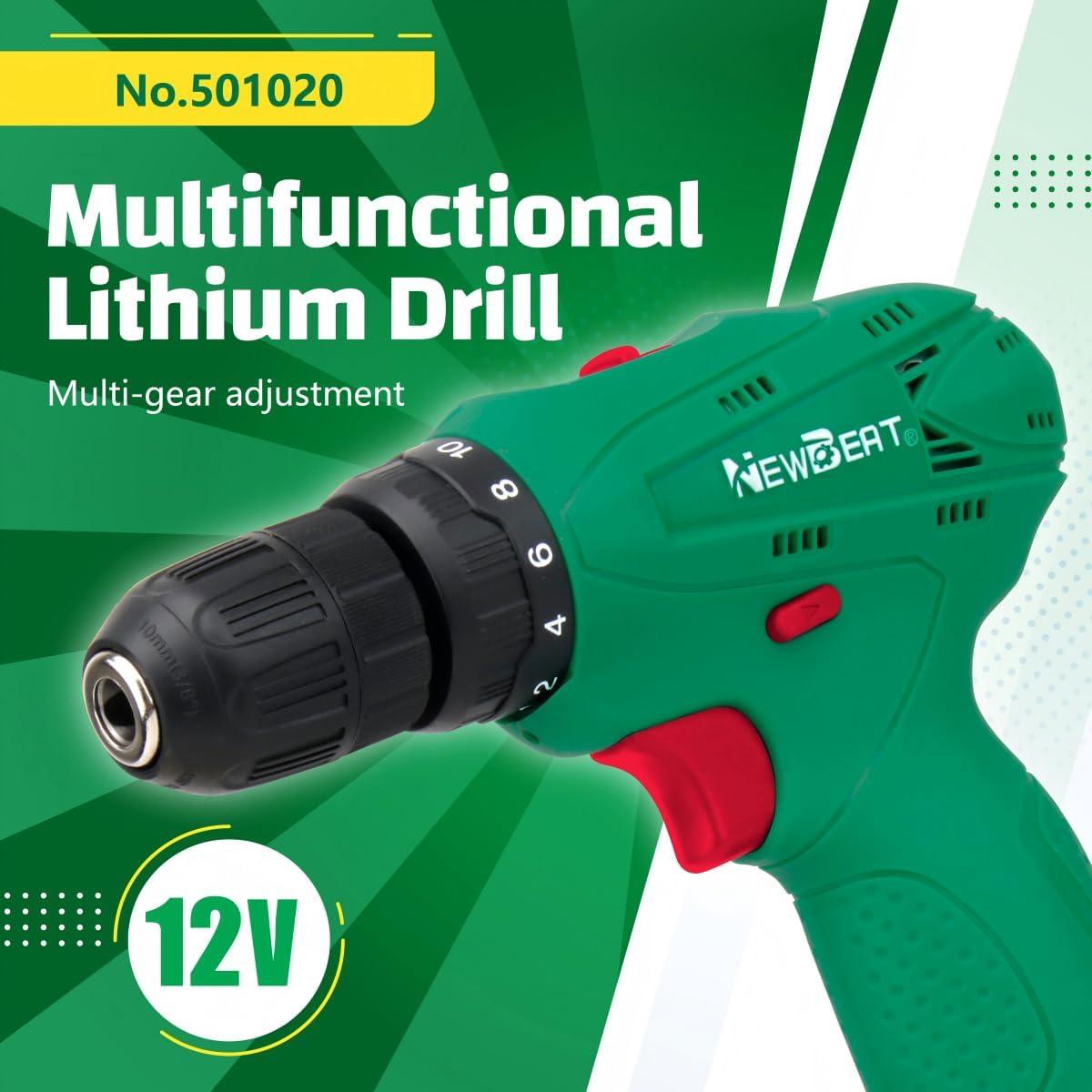 Taladro Inalámbrico NEWBEAT 12V con Batería y Cargador