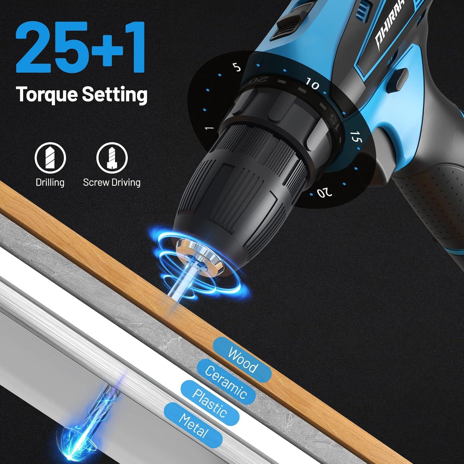 Taladro Inalámbrico PHIRAH 12V con Batería y Cargador Azul