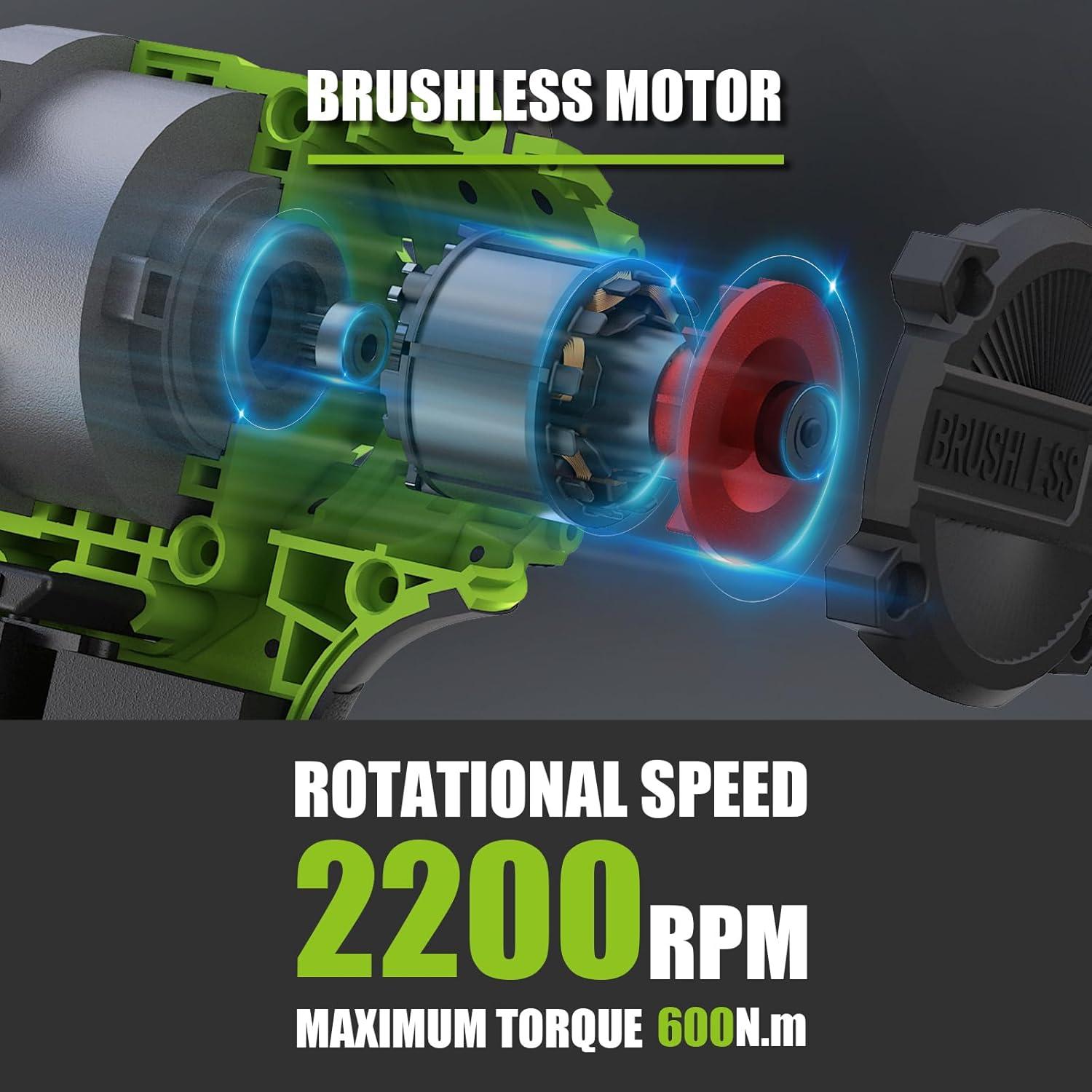 Llave de impacto inalámbrica L FINE 1/2" 600N.m Kit completo