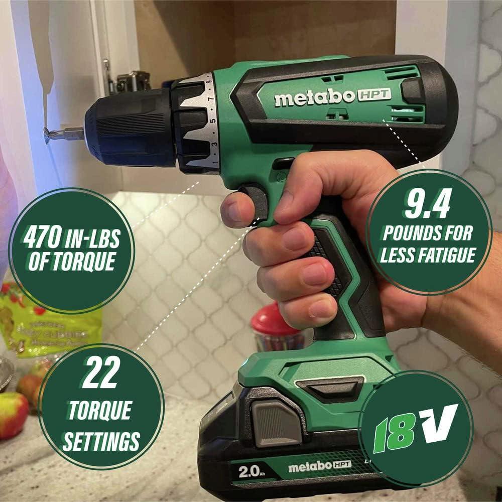 Taladro Inalámbrico Metabo HPT 18V con Batería 2.0Ah y Cargador