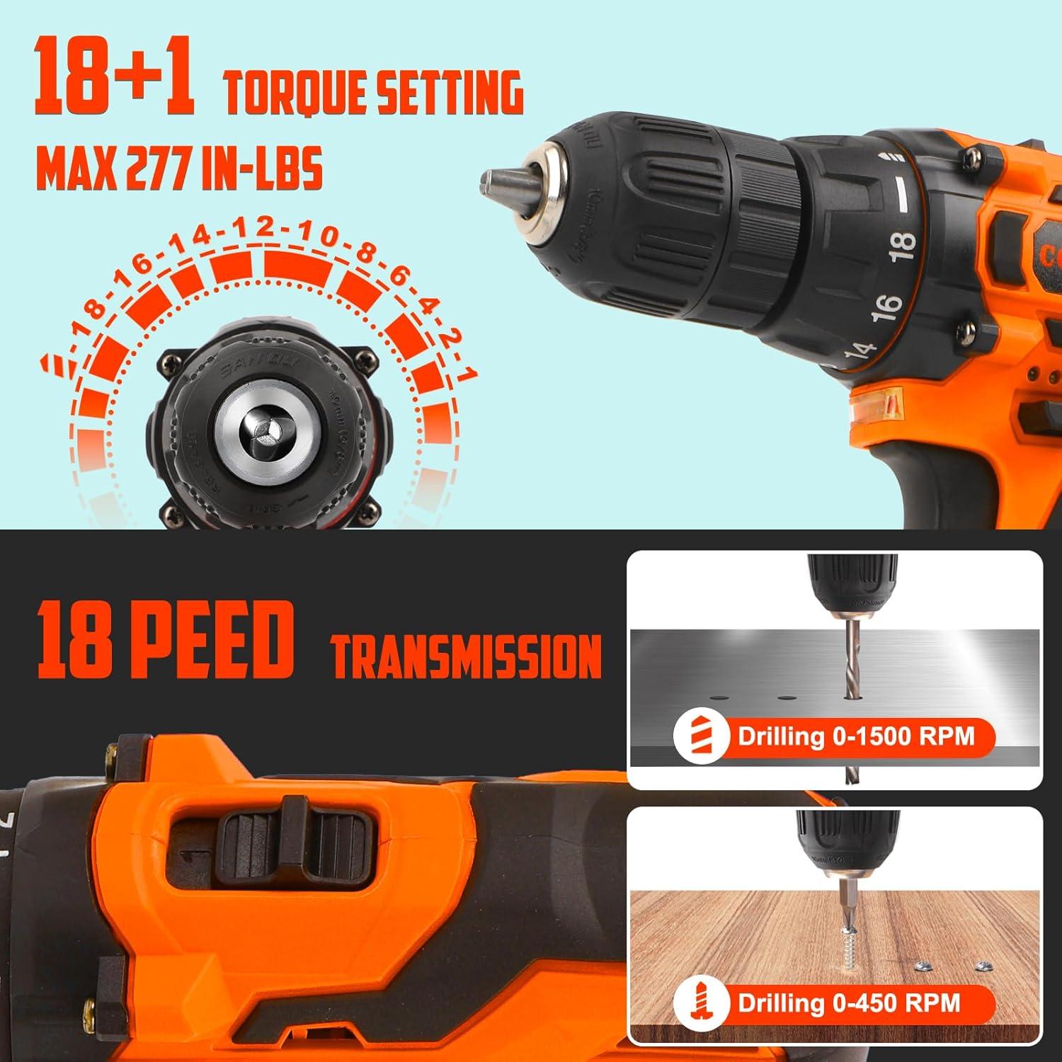 Kit de Herramientas COMOWARE 195 Piezas con Taladro 12V